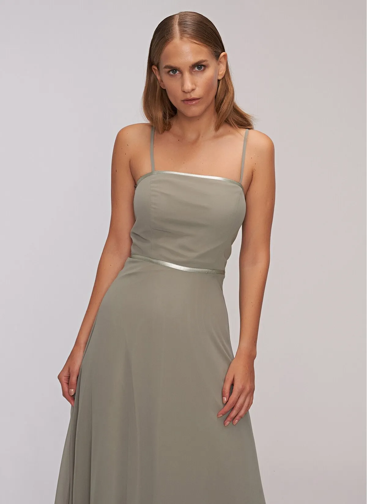 13501 Mint Green Chiffon Strap Dress