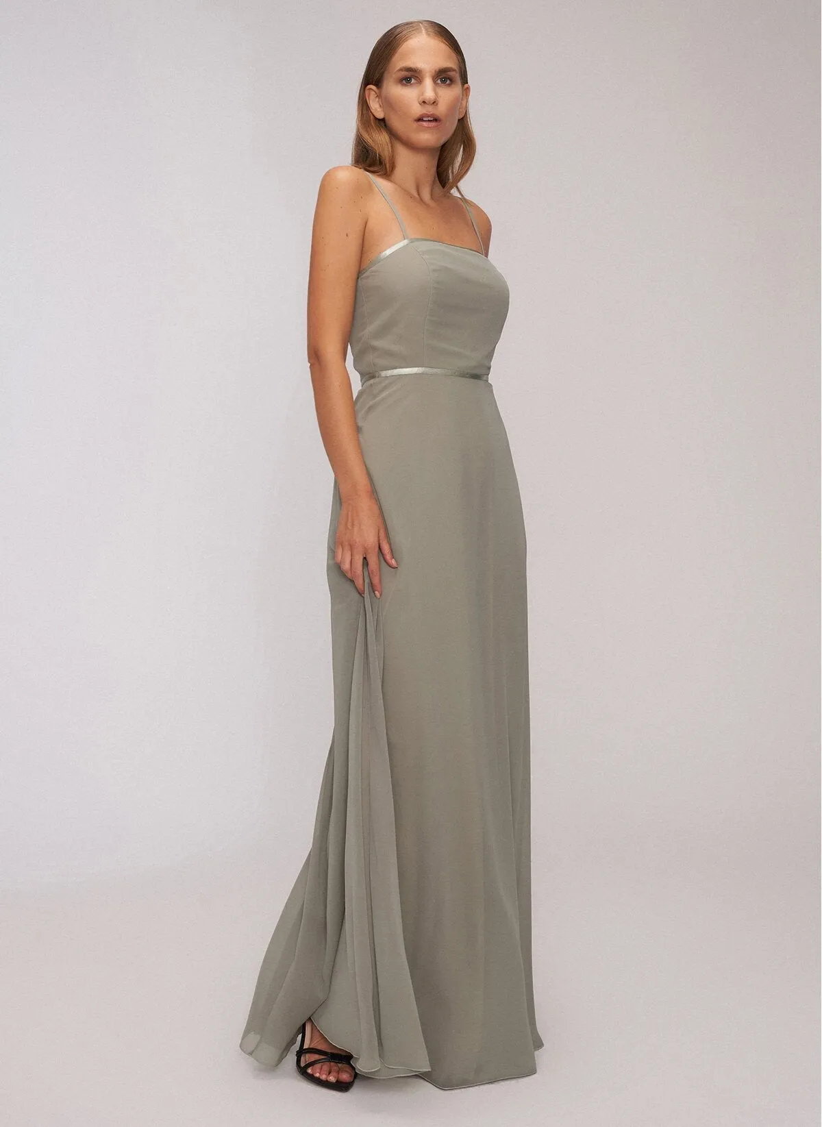 13501 Mint Green Chiffon Strap Dress