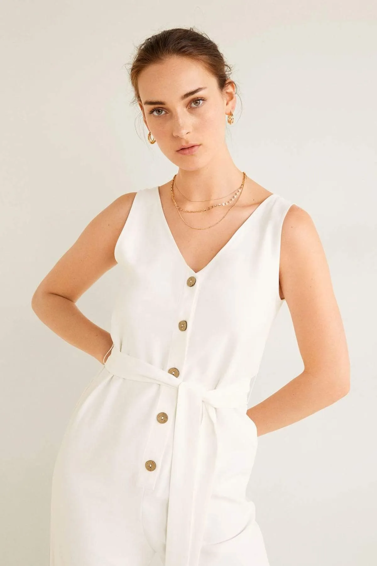 13708 Off White Long Jumpsuit