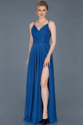 14463 Royal Blue Shimmer Slit Dress