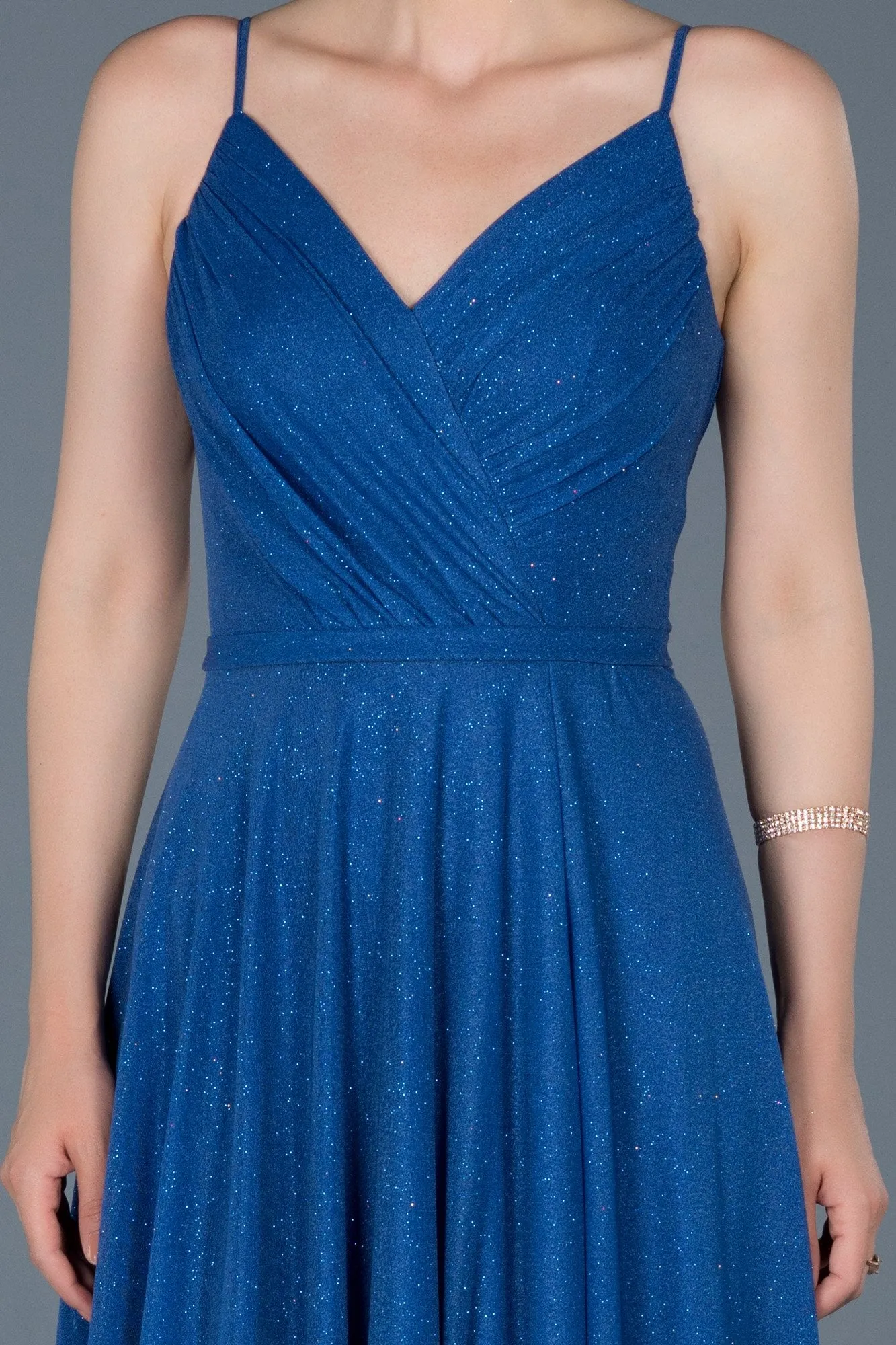 14463 Royal Blue Shimmer Slit Dress