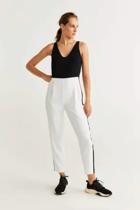 16187 Black-Ecru Colour Block Jumpsuit