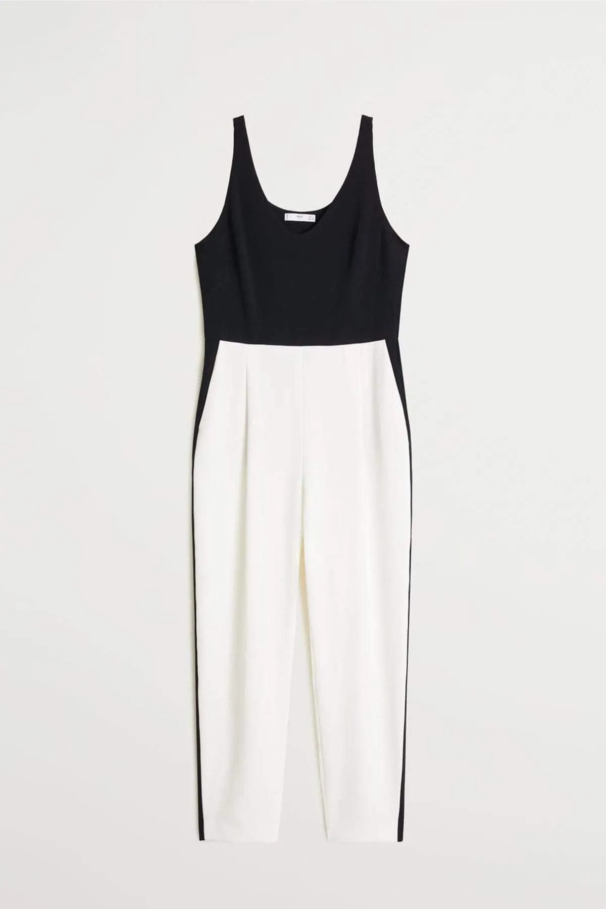 16187 Black-Ecru Colour Block Jumpsuit