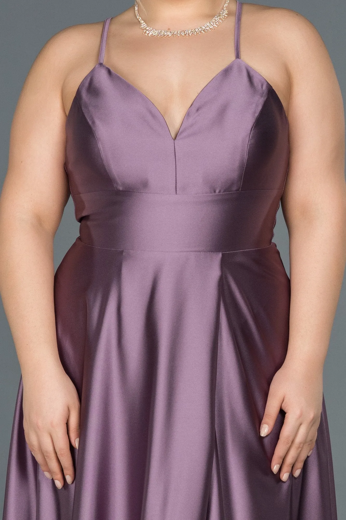 16570 Dusty Pink Cross Strap Satin Dress