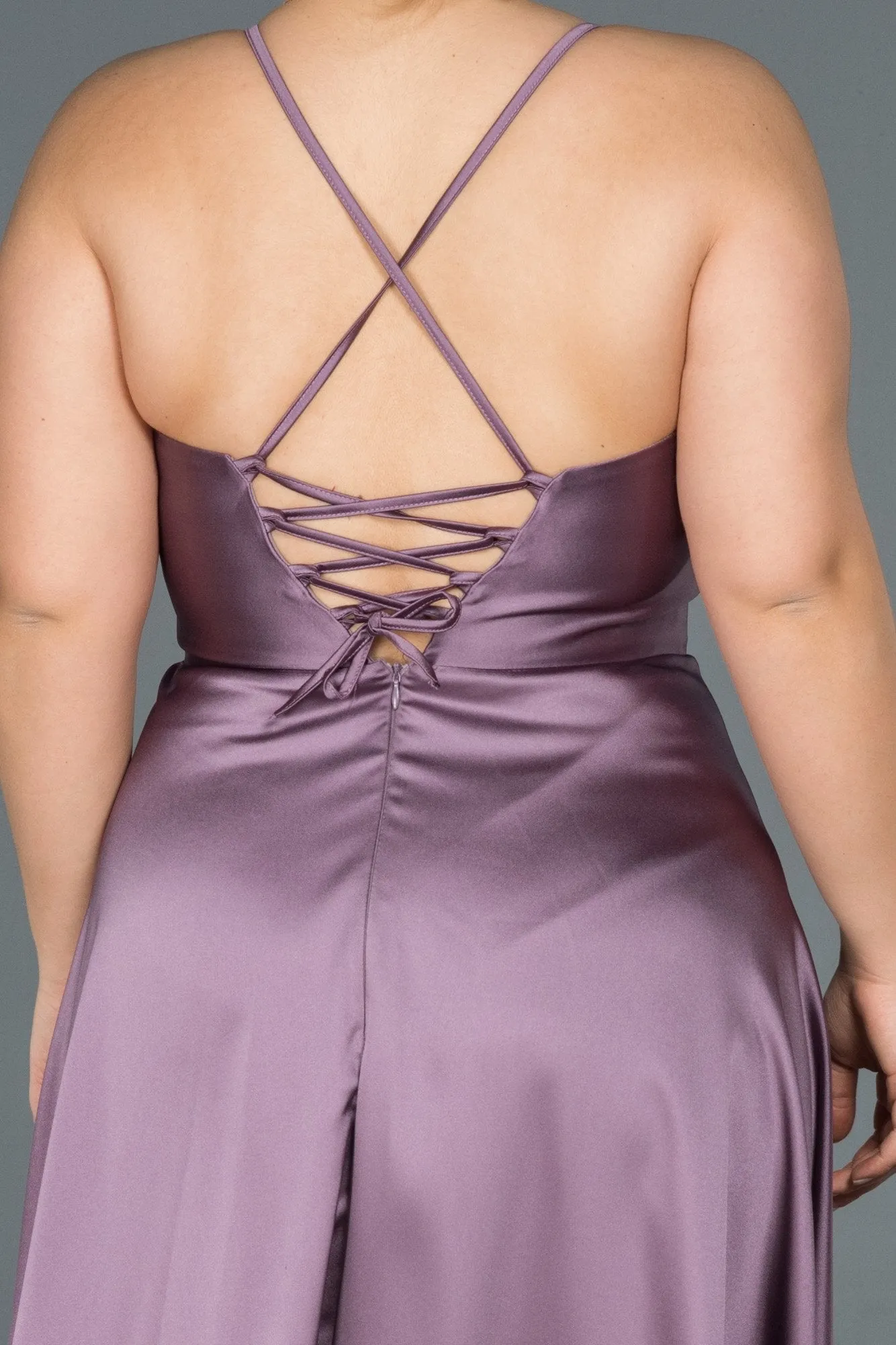16570 Dusty Pink Cross Strap Satin Dress