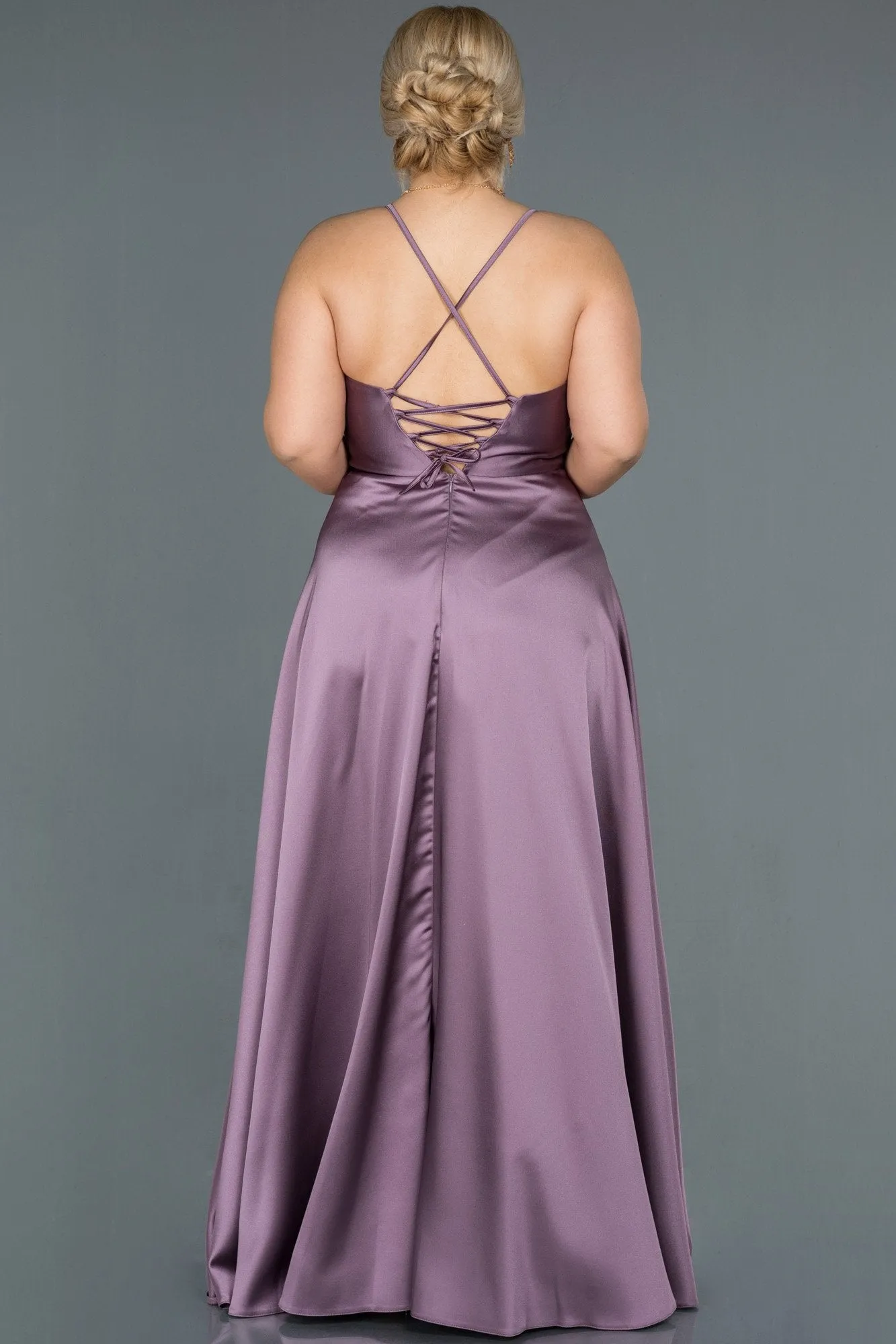 16570 Dusty Pink Cross Strap Satin Dress