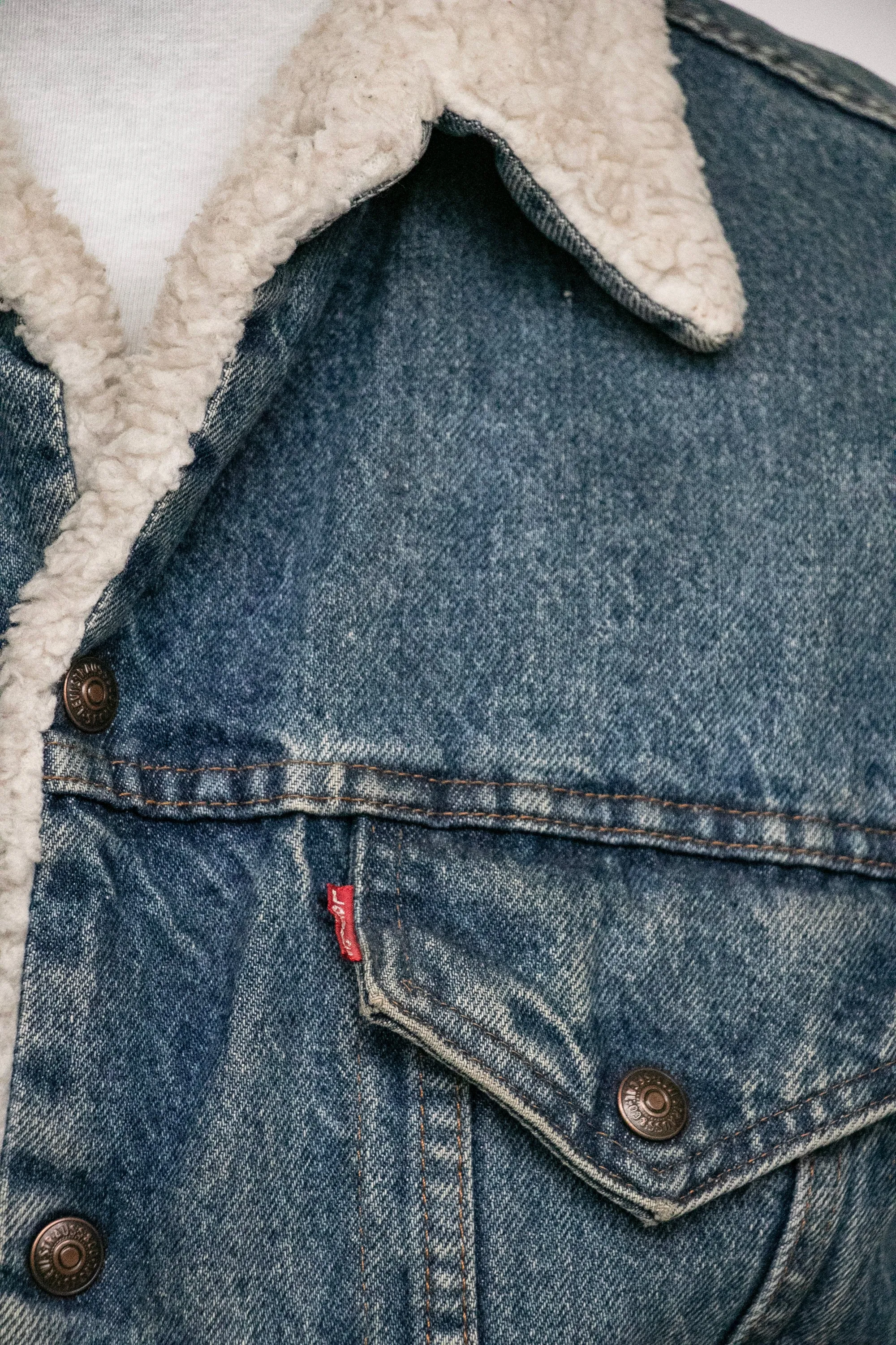 1980s Levi's Denim Sherpa Jacket Fleece M