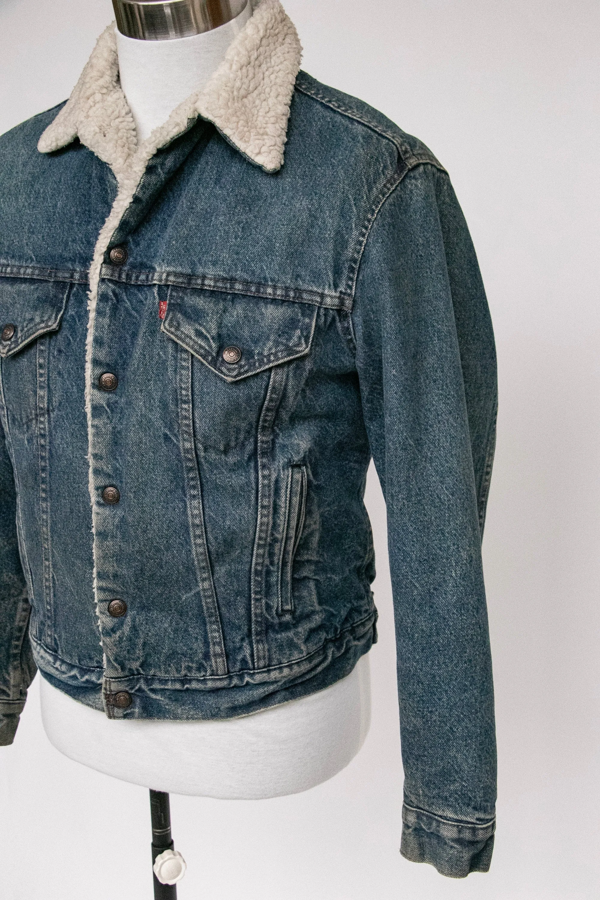 1980s Levi's Denim Sherpa Jacket Fleece M