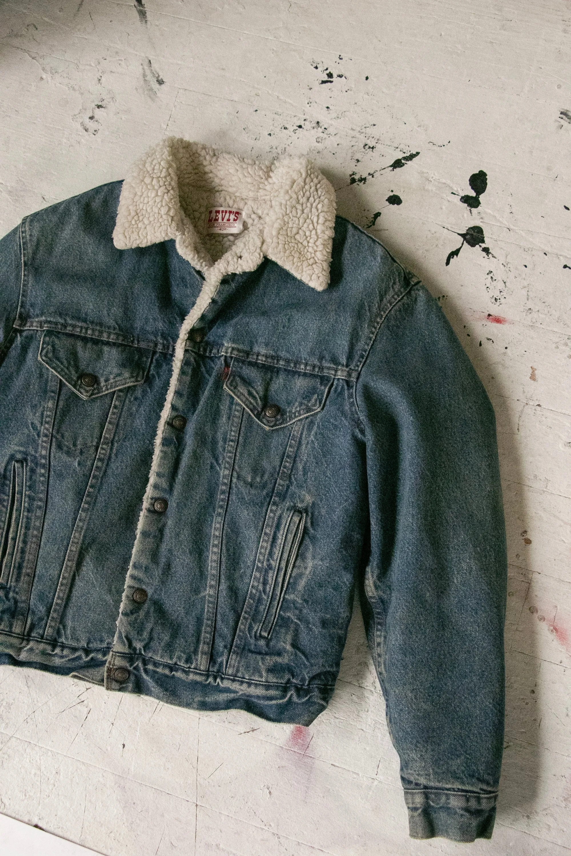 1980s Levi's Denim Sherpa Jacket Fleece M