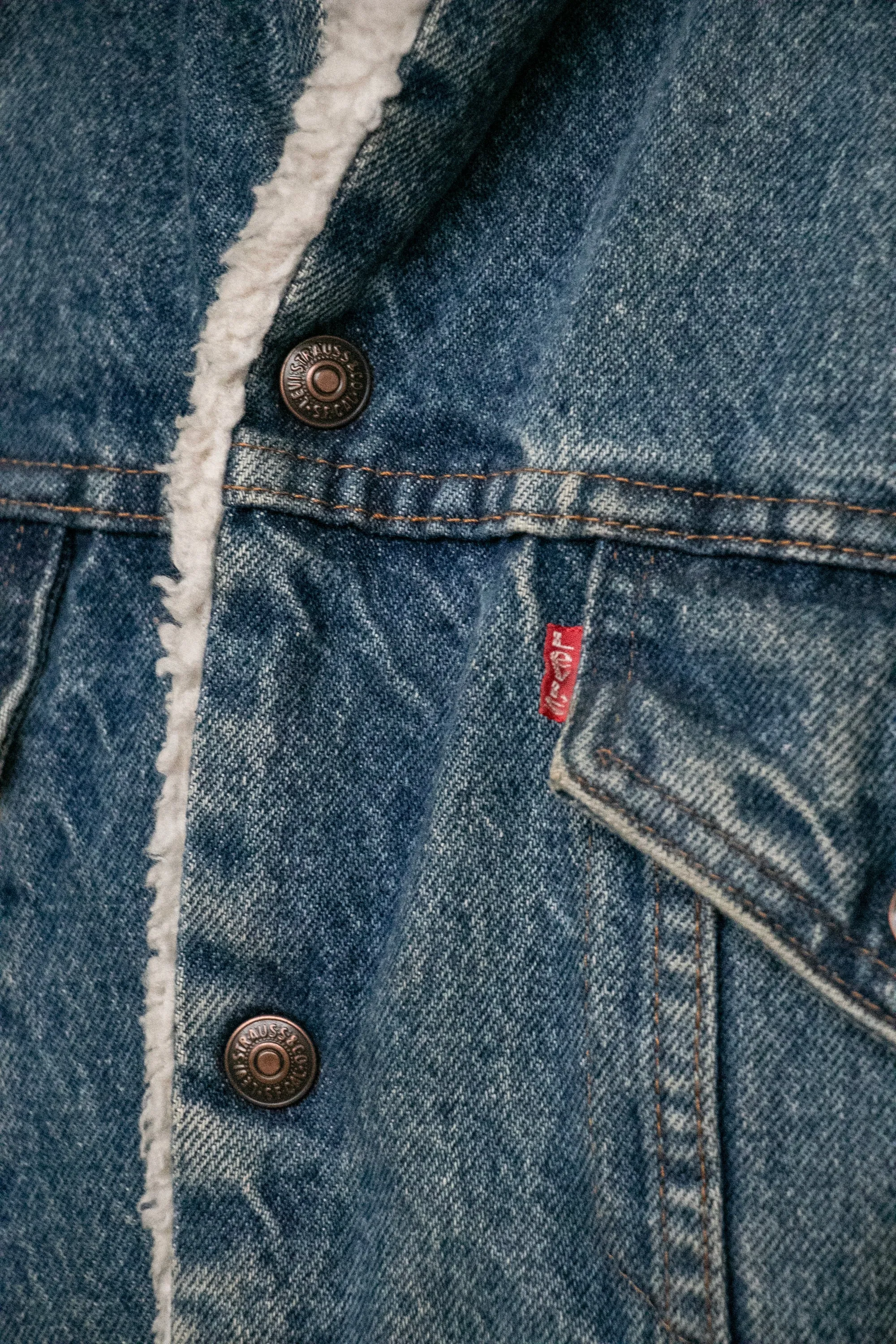 1980s Levi's Denim Sherpa Jacket Fleece M