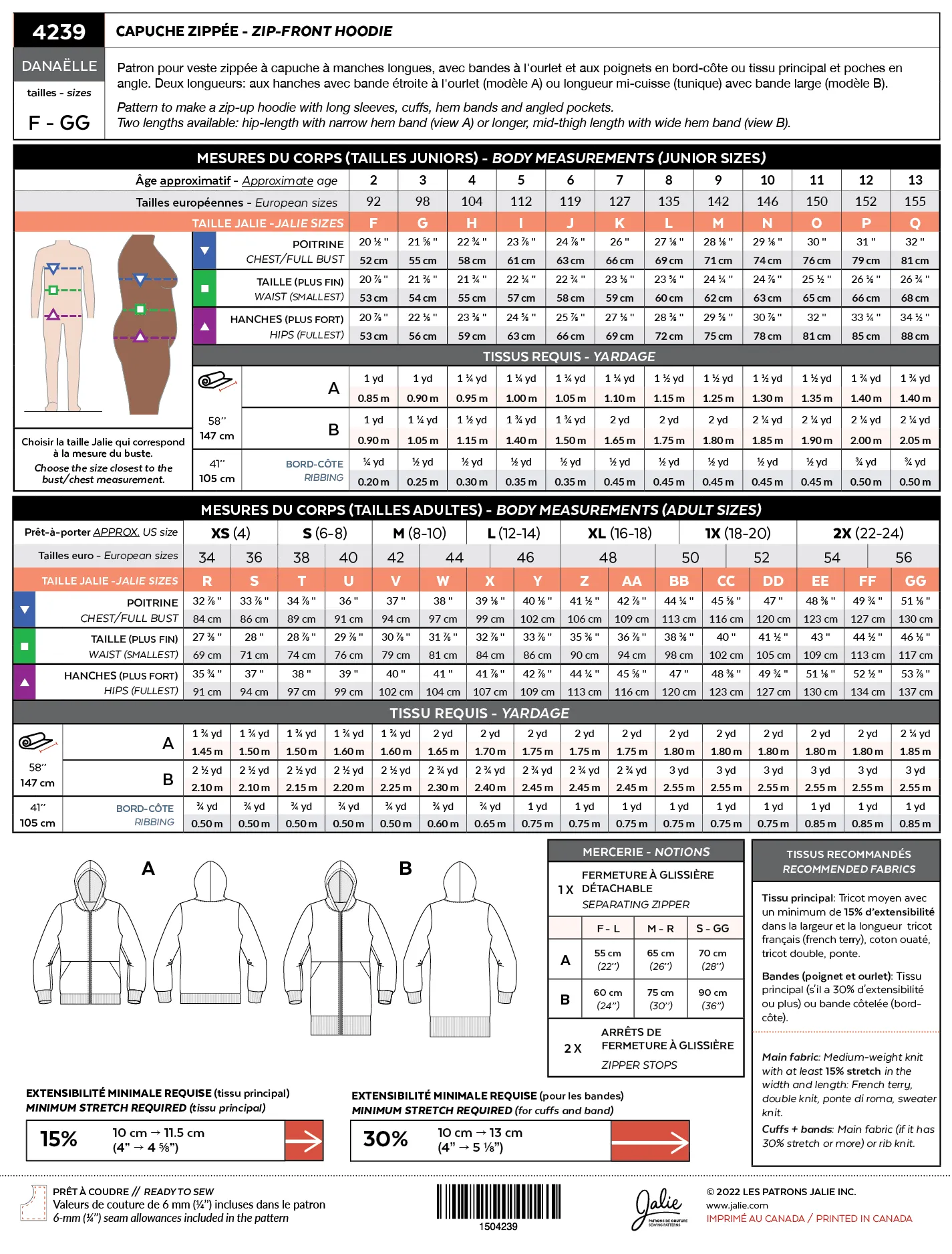 4239 // DANAËLLE Zip-front hoodie