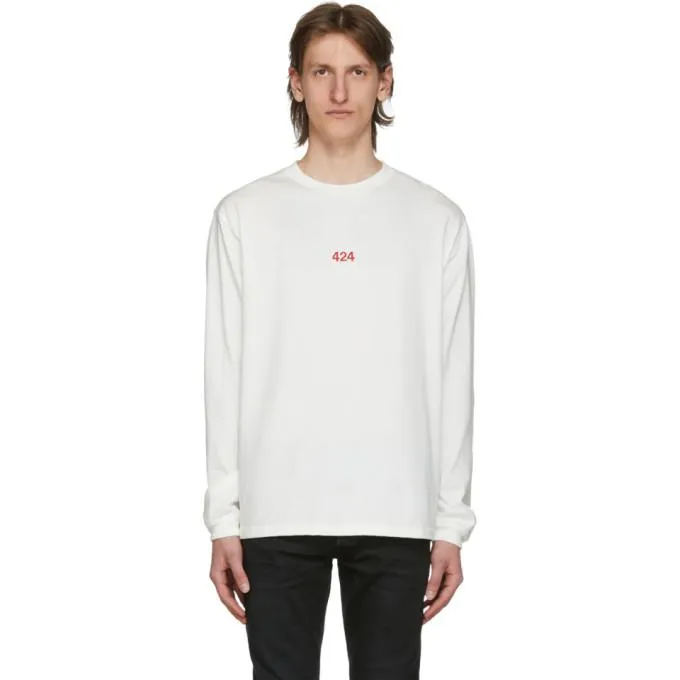 424 White Logo Long Sleeve T-Shirt