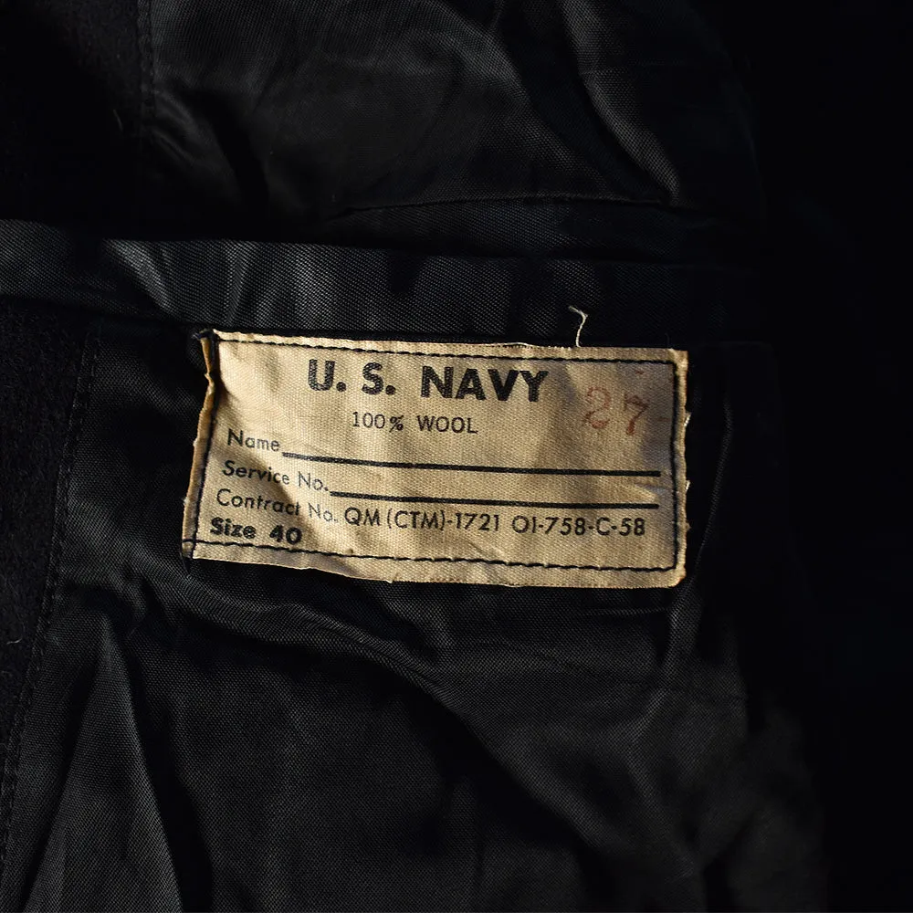 ’58 U.S.NAVY ステンシル入り ポケット裏コーデュロイ 8ボタン Pコート 231209