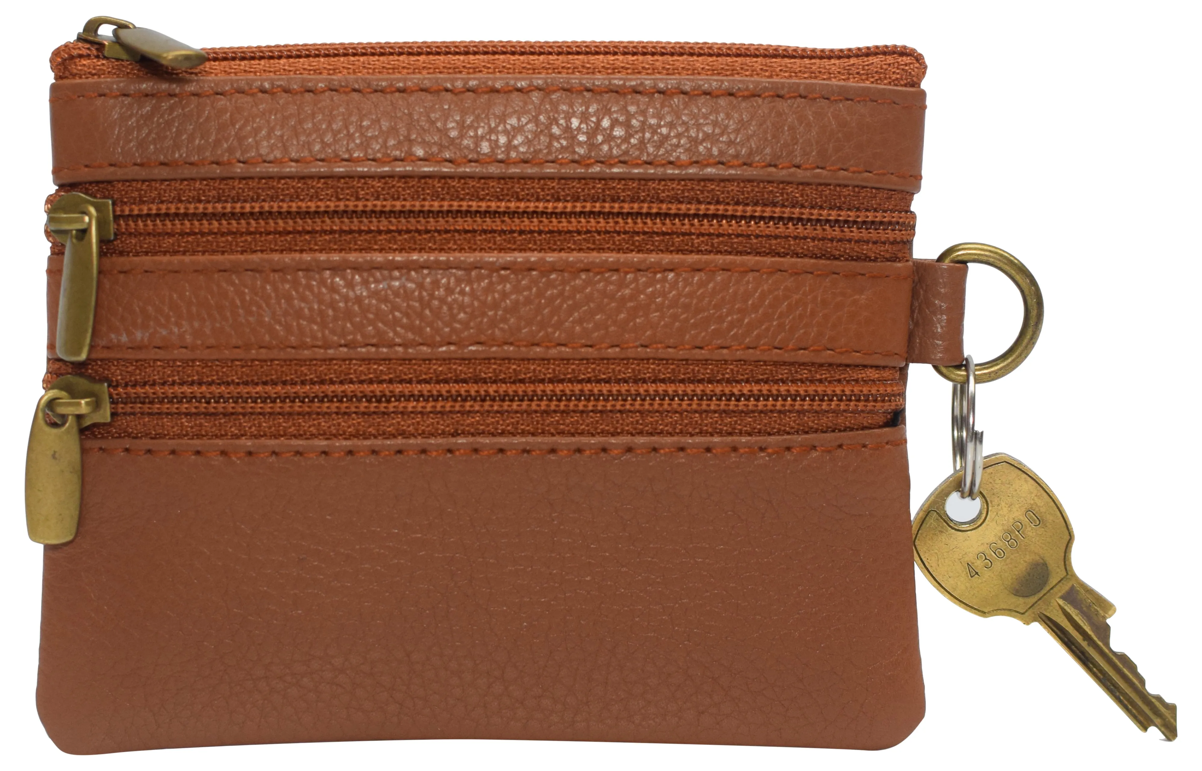 8102 cF Women's Genuine Leather Coin Purse Mini Pouch Change Wallet with Key Ring