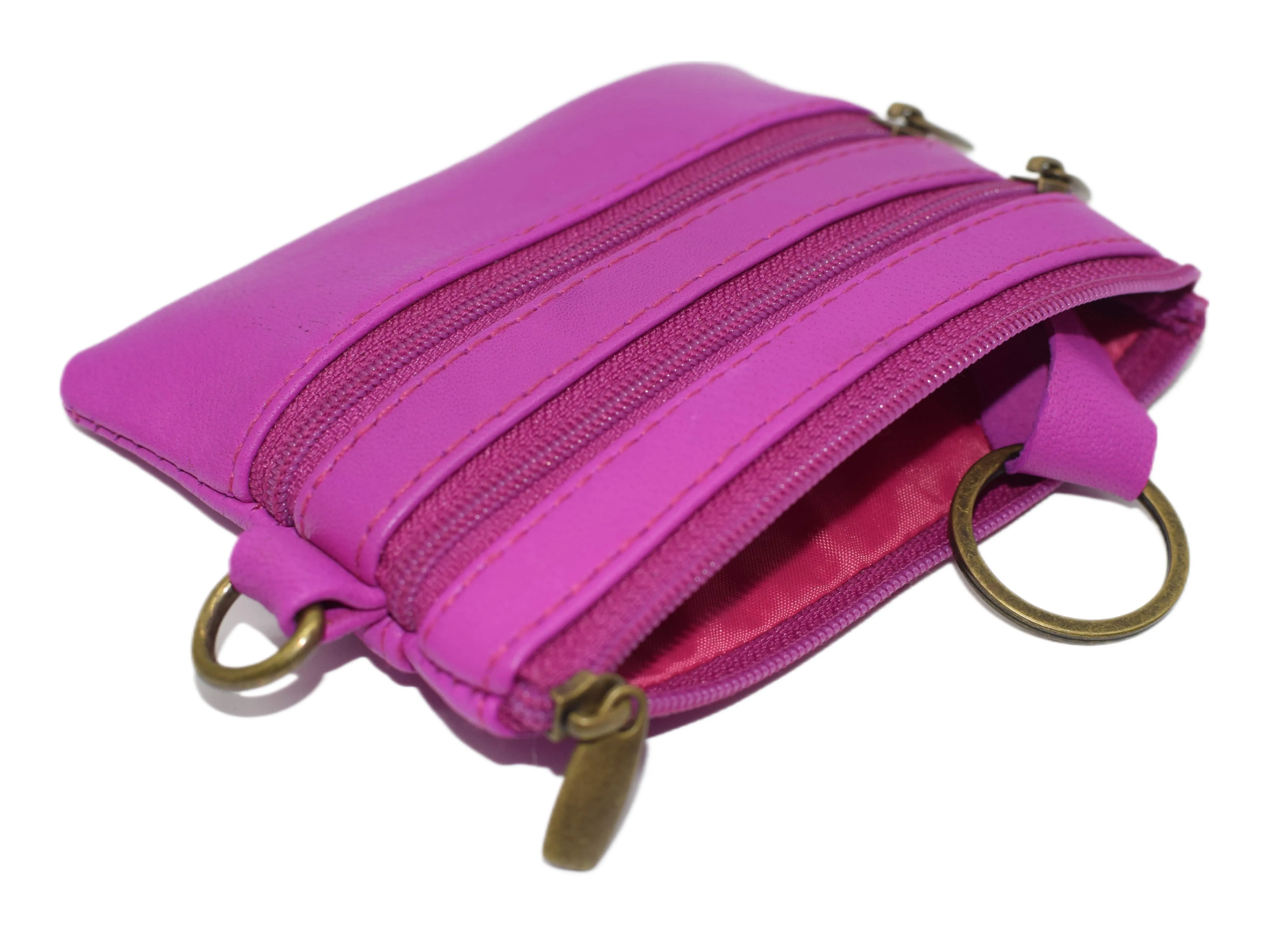 8102 cF Women's Genuine Leather Coin Purse Mini Pouch Change Wallet with Key Ring