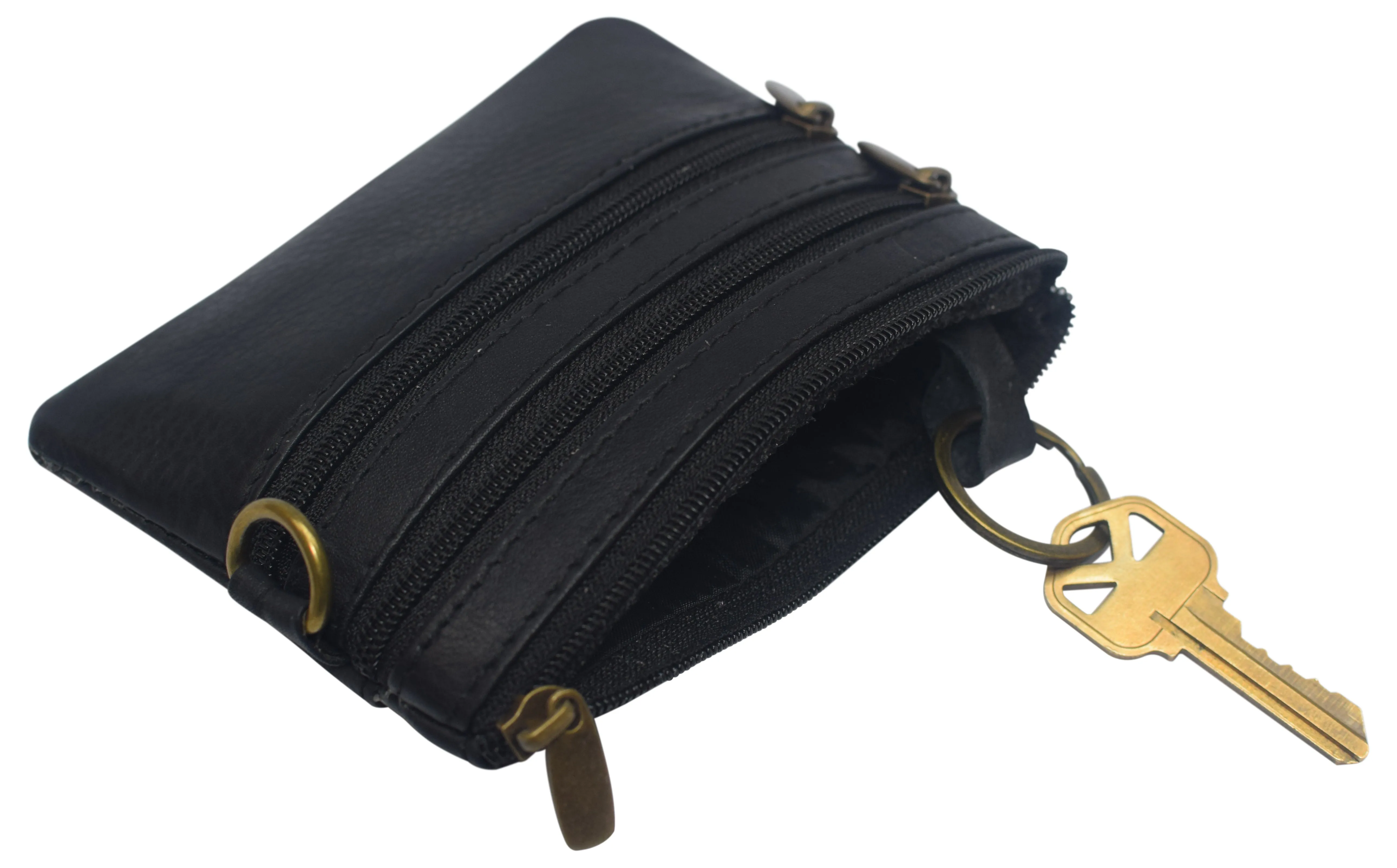 8102 cF Women's Genuine Leather Coin Purse Mini Pouch Change Wallet with Key Ring
