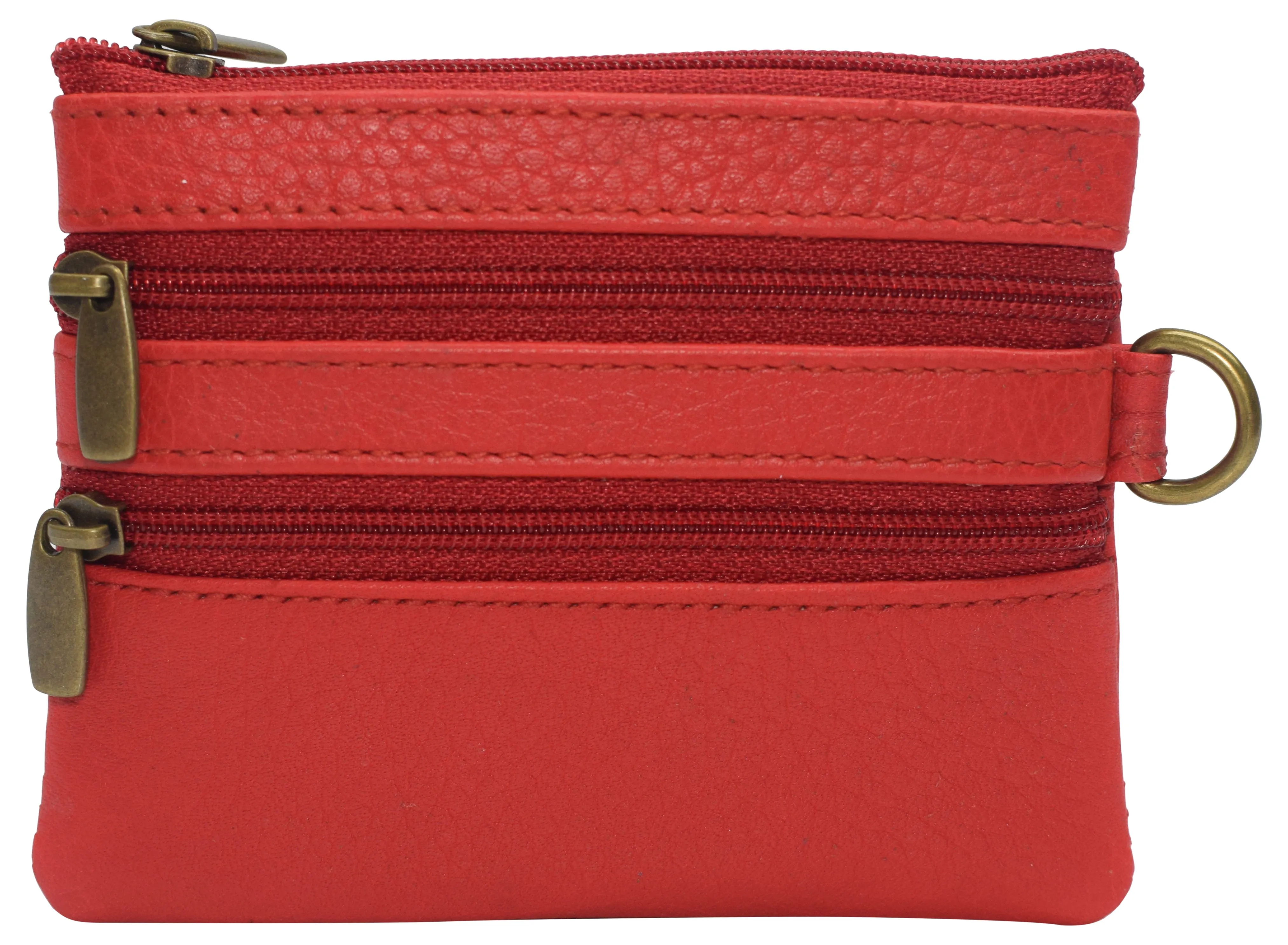 8102 cF Women's Genuine Leather Coin Purse Mini Pouch Change Wallet with Key Ring