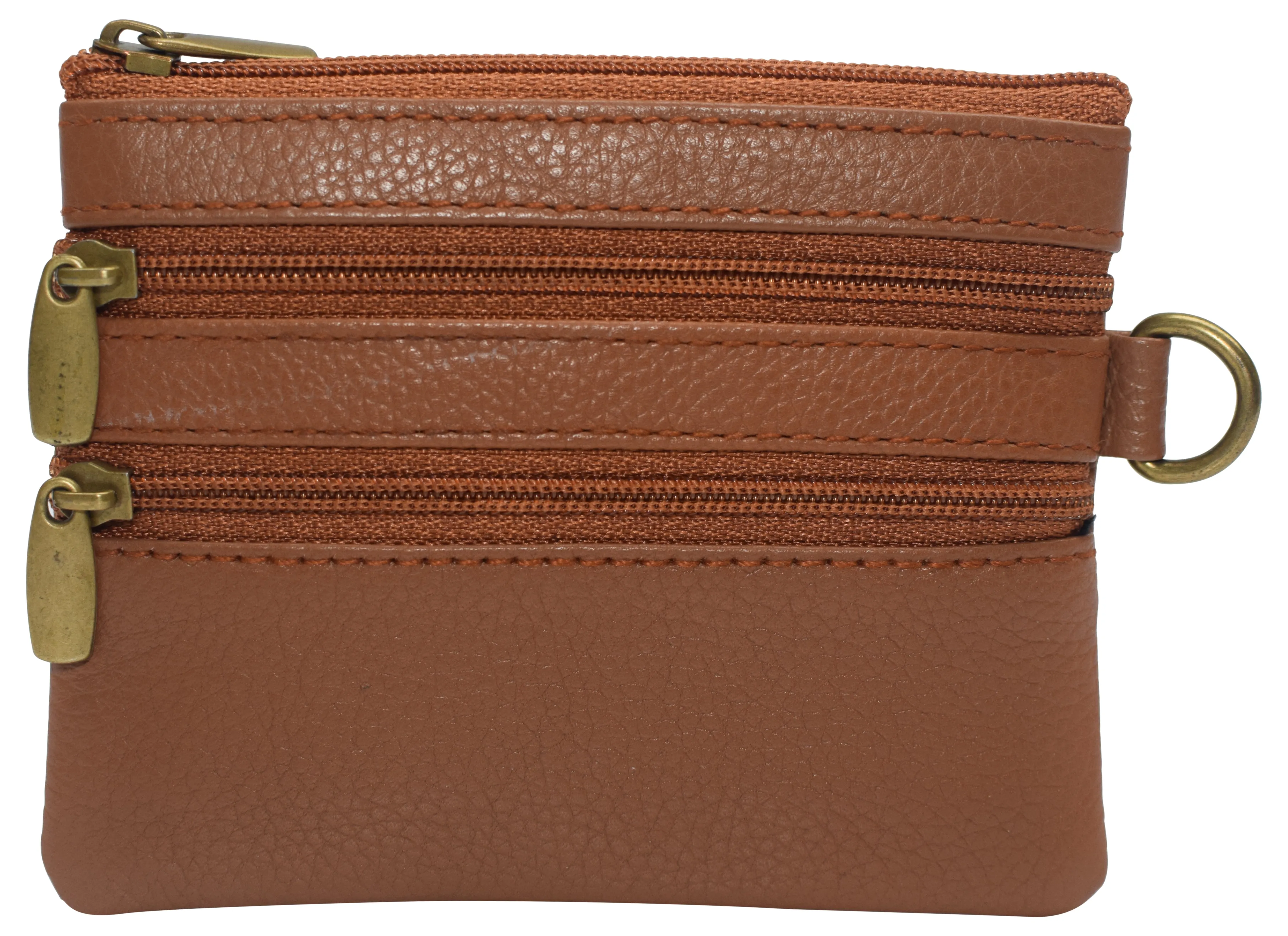 8102 cF Women's Genuine Leather Coin Purse Mini Pouch Change Wallet with Key Ring