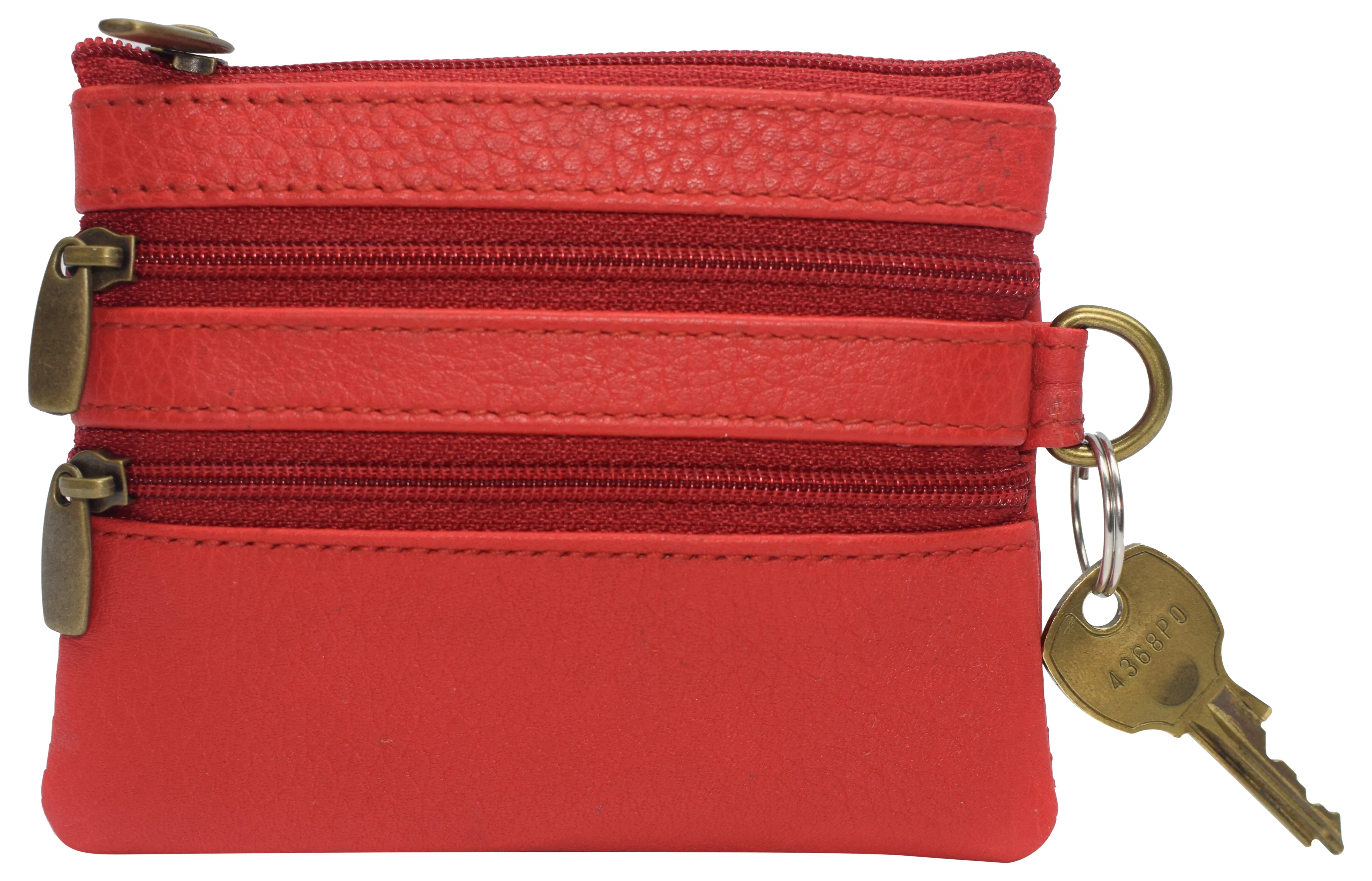 8102 cF Women's Genuine Leather Coin Purse Mini Pouch Change Wallet with Key Ring