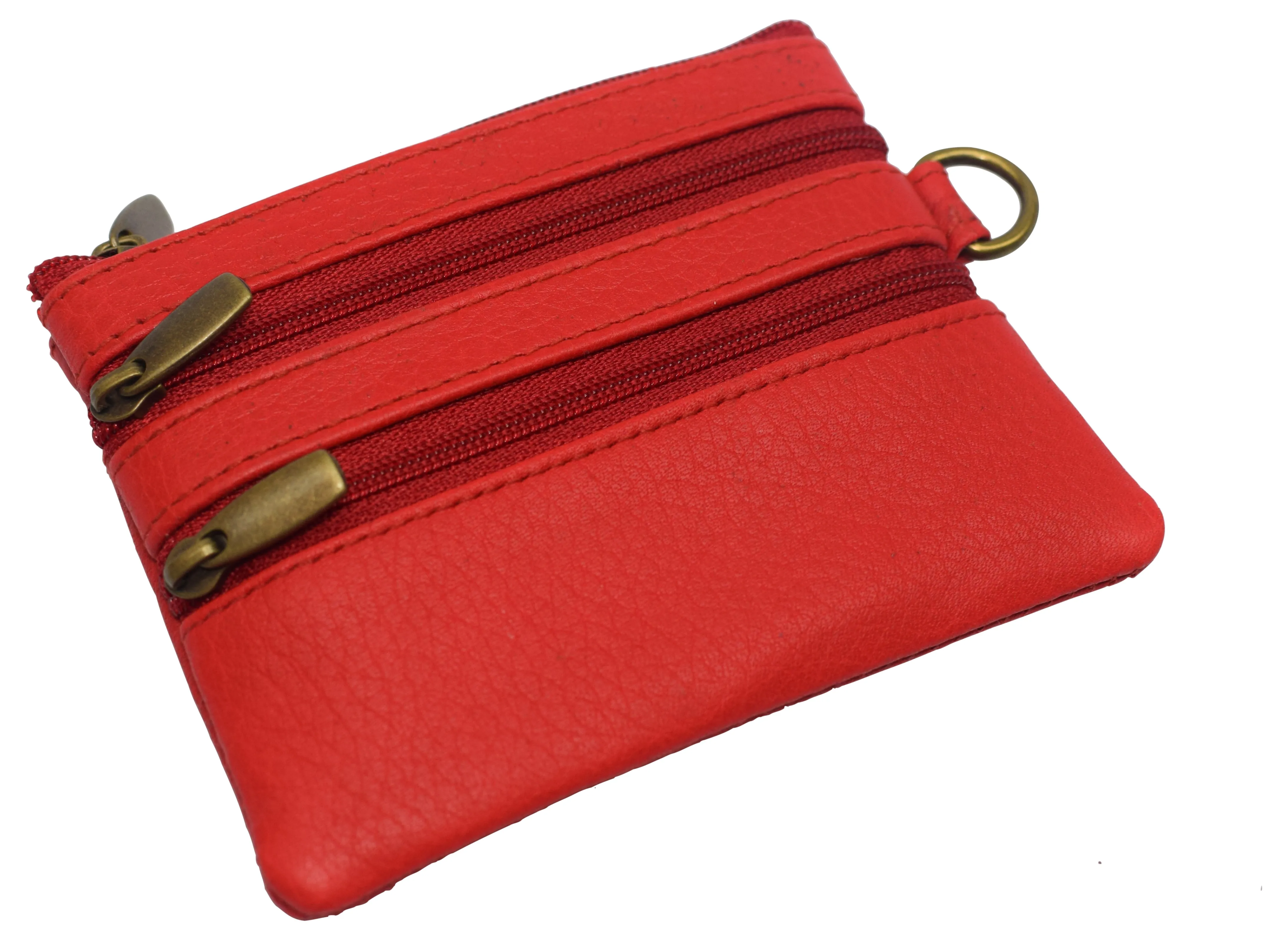 8102 cF Women's Genuine Leather Coin Purse Mini Pouch Change Wallet with Key Ring