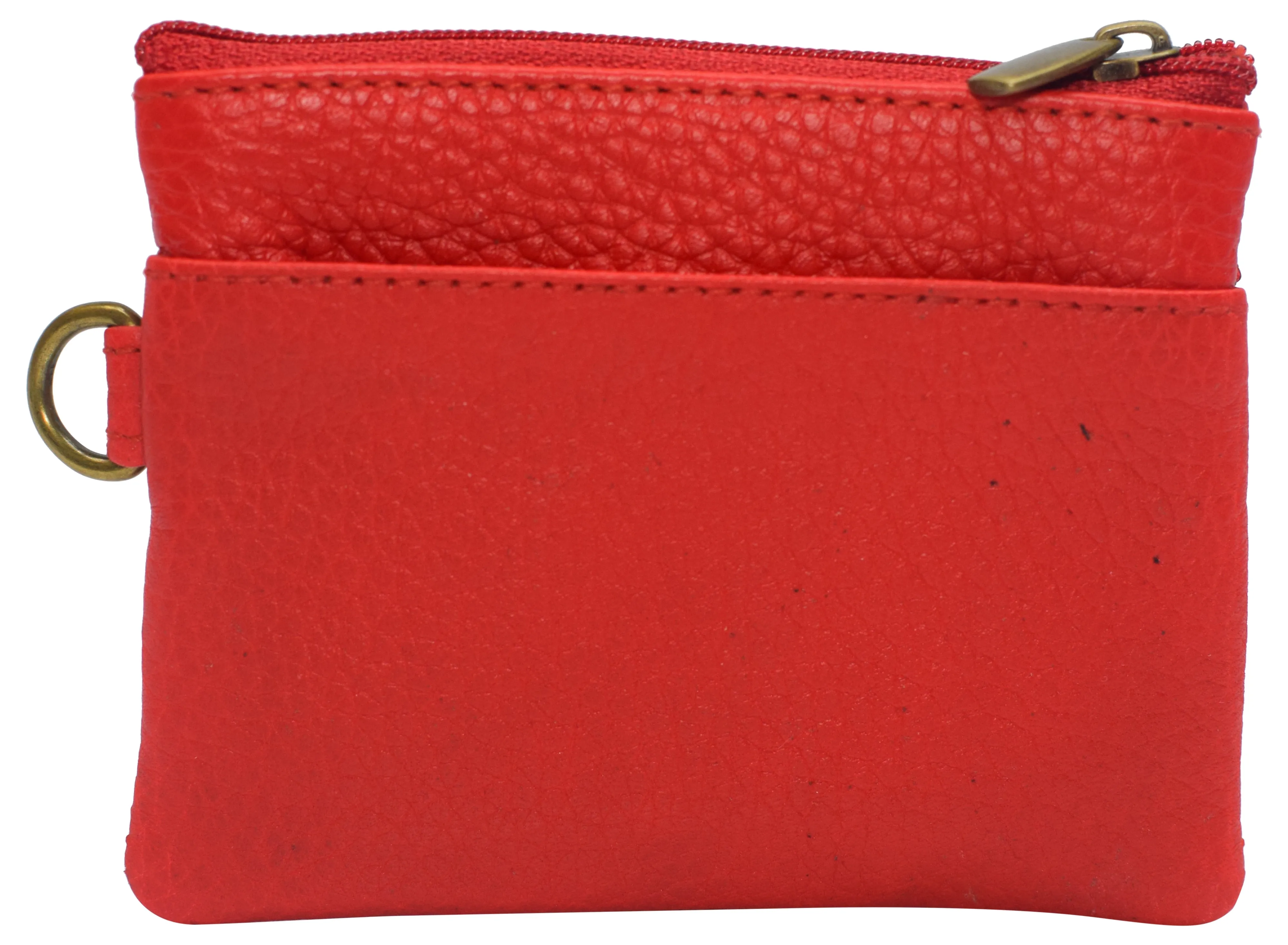 8102 cF Women's Genuine Leather Coin Purse Mini Pouch Change Wallet with Key Ring