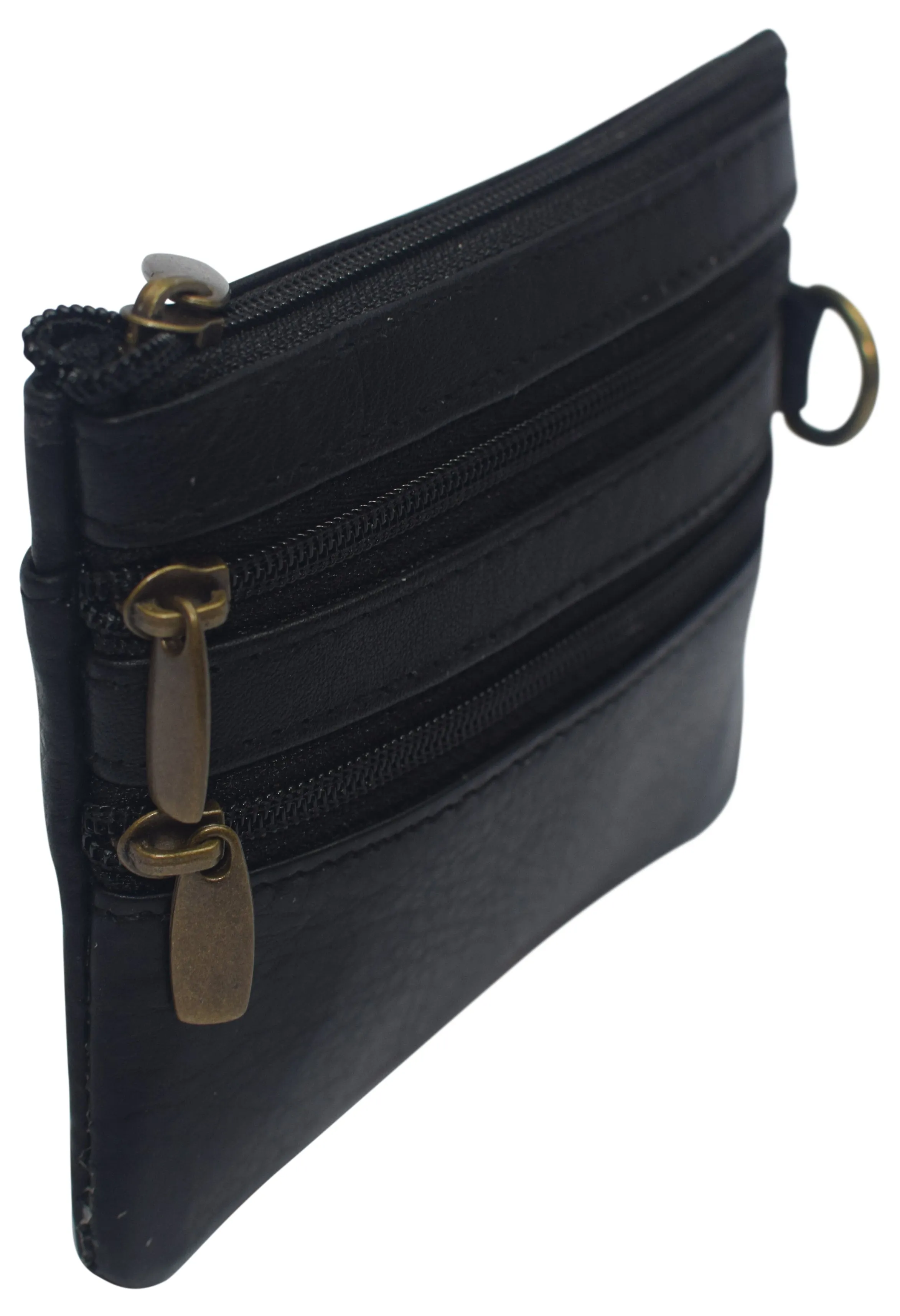 8102 cF Women's Genuine Leather Coin Purse Mini Pouch Change Wallet with Key Ring
