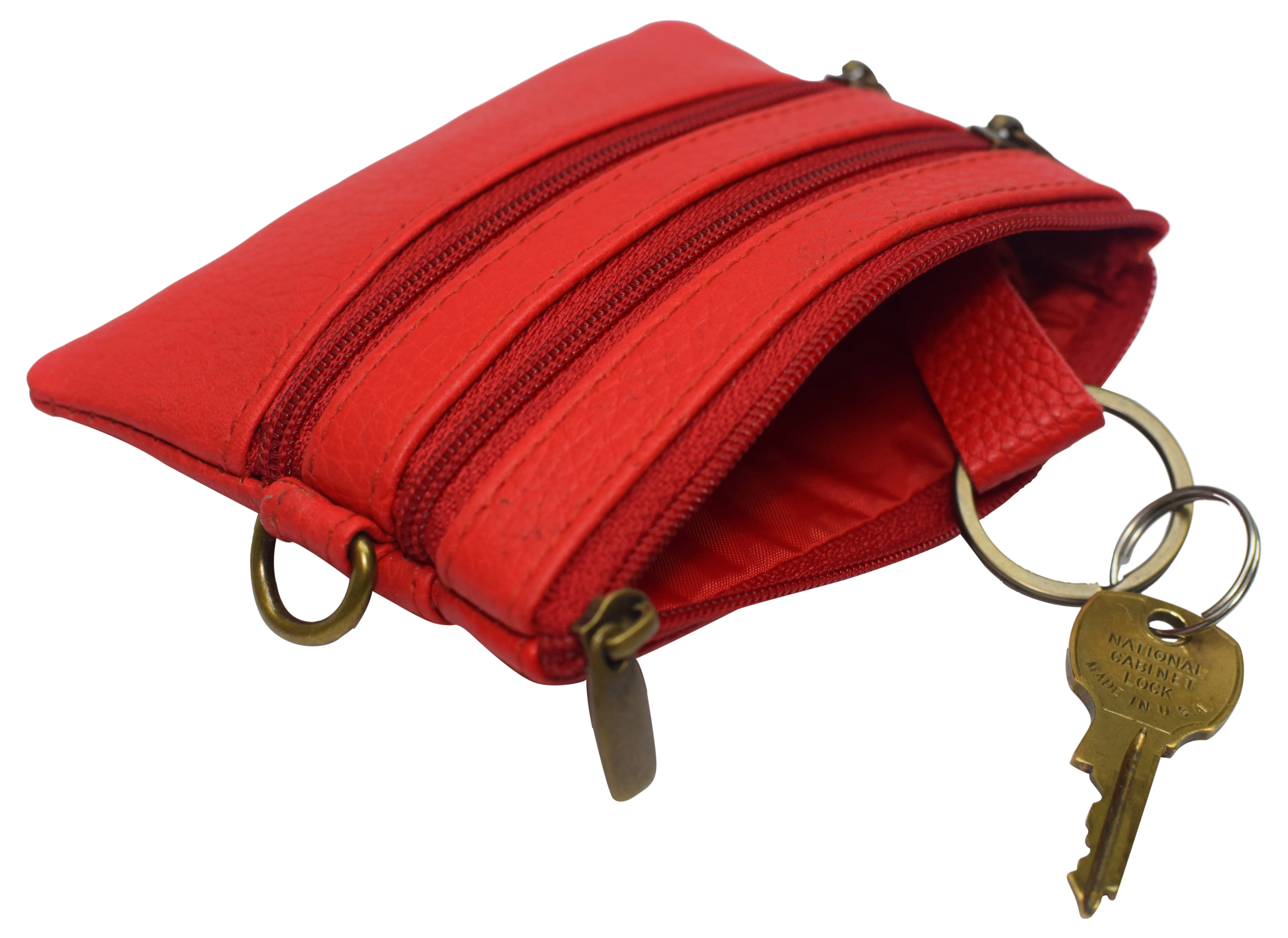 8102 cF Women's Genuine Leather Coin Purse Mini Pouch Change Wallet with Key Ring
