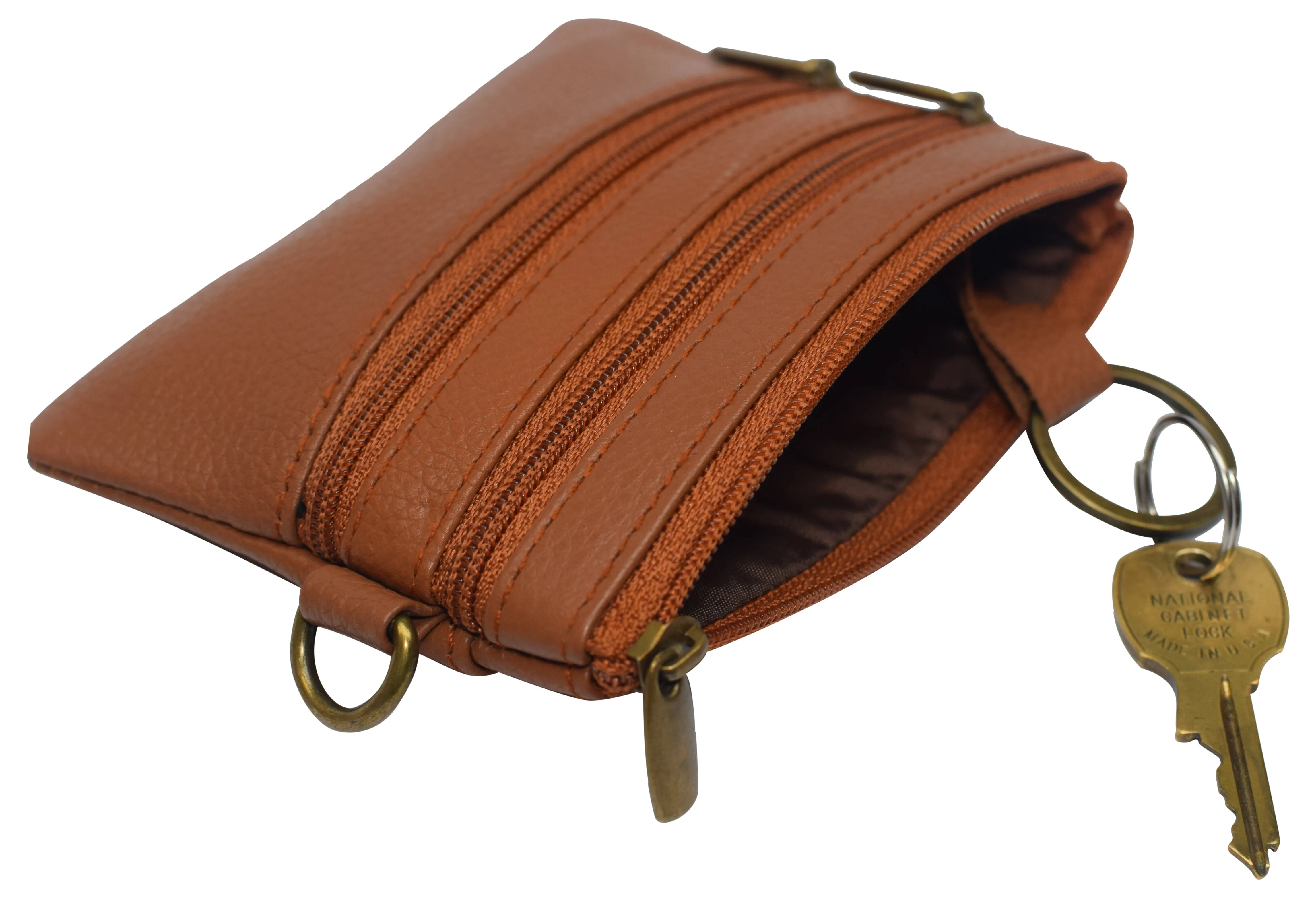 8102 cF Women's Genuine Leather Coin Purse Mini Pouch Change Wallet with Key Ring