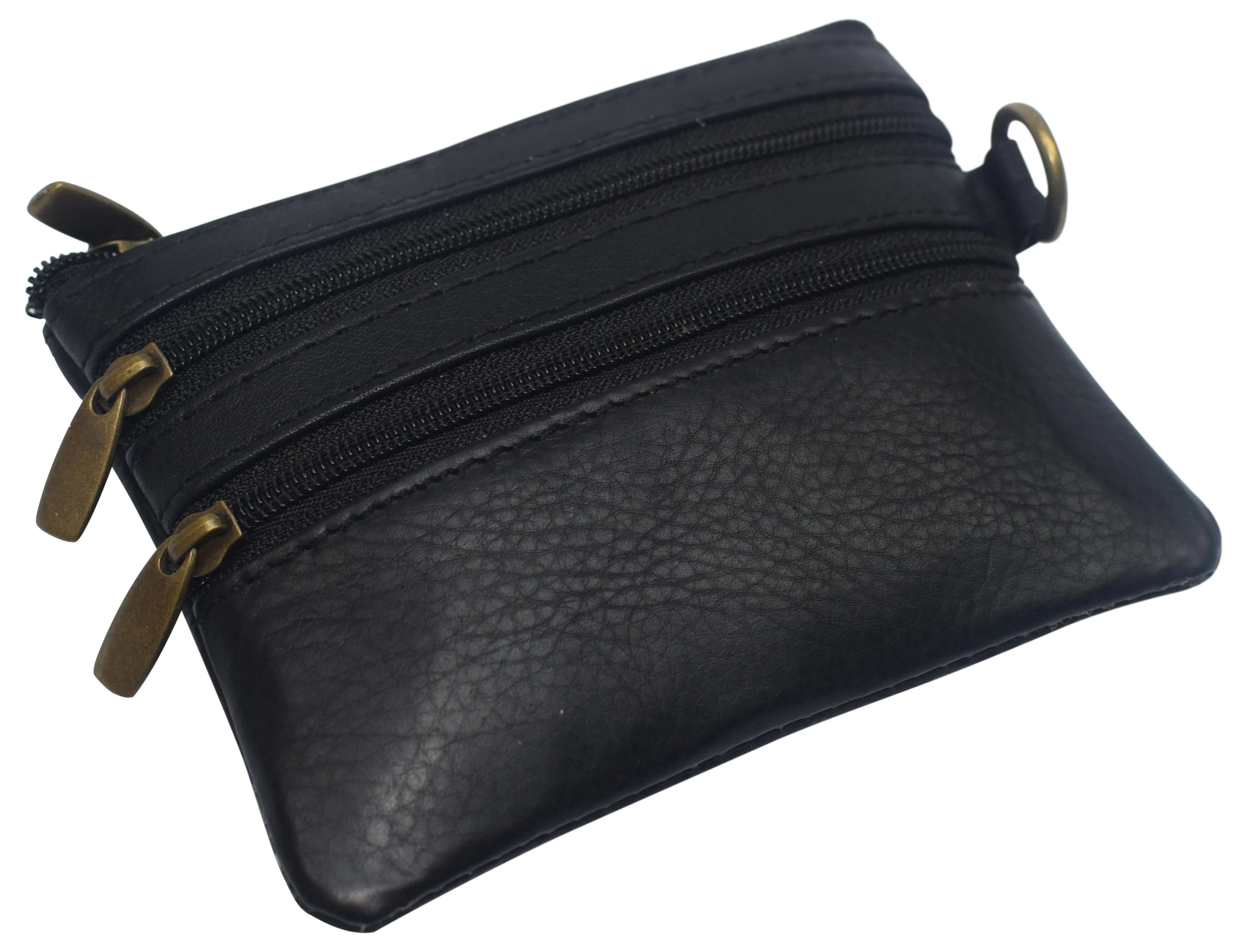 8102 cF Women's Genuine Leather Coin Purse Mini Pouch Change Wallet with Key Ring