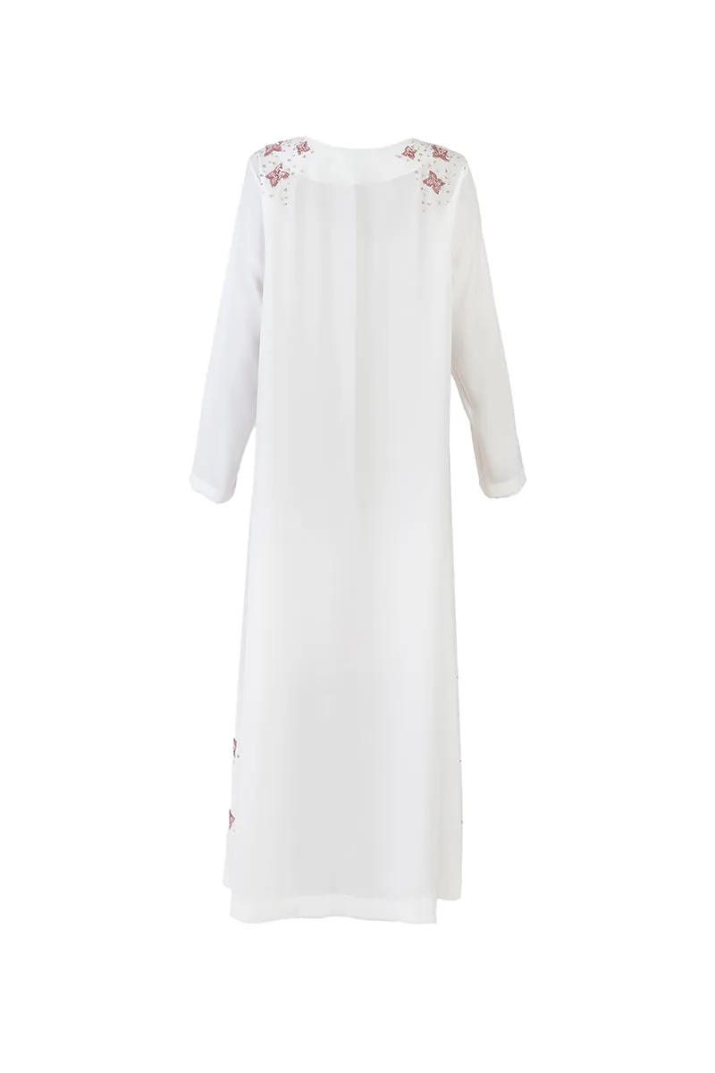 ABSTRACT SEQUINS DRESS IN WHITE