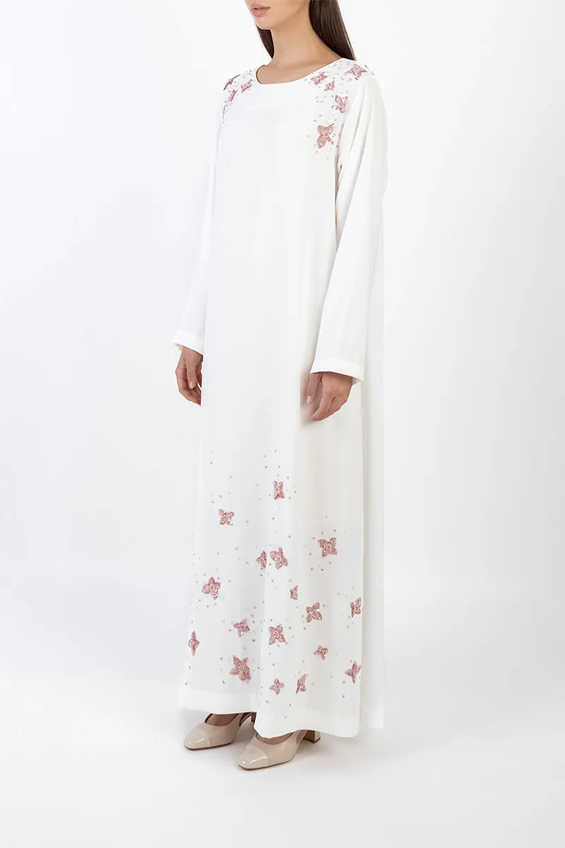 ABSTRACT SEQUINS DRESS IN WHITE