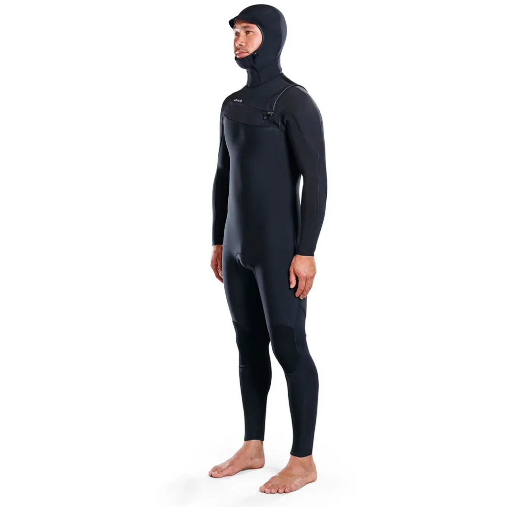 Adelio Mens 5/4 Conner Hooded Base Steamer Wetsuit - Black
