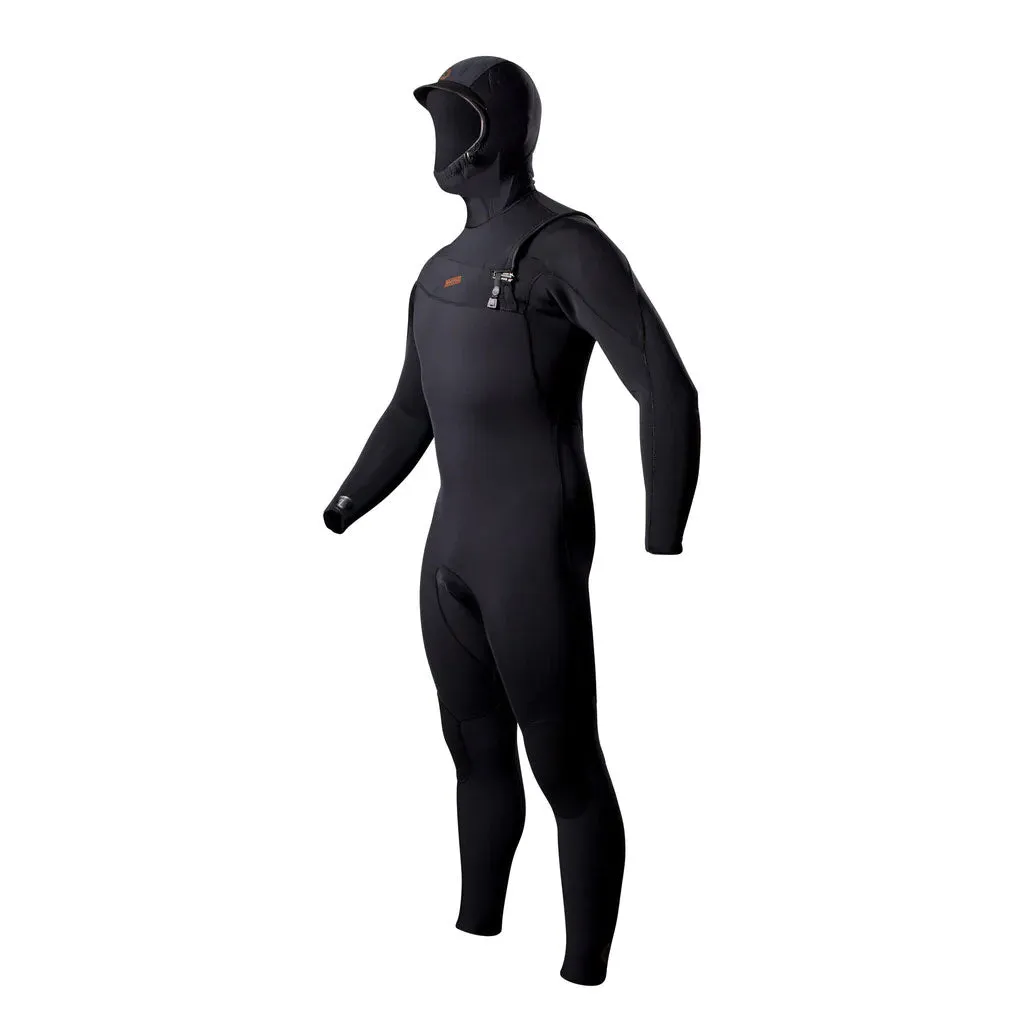 Adelio Mens 5/4 Conner Hooded Deluxe Steamer Wetsuit - Black