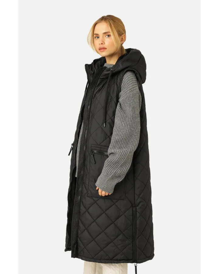 Aerial02 Quilted Hooded Long Vest