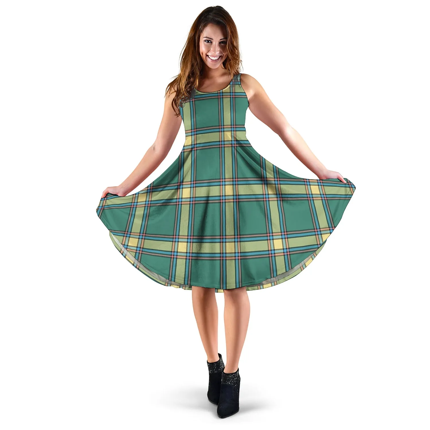 Alberta Province Canada Tartan Sleeveless Midi Womens Dress