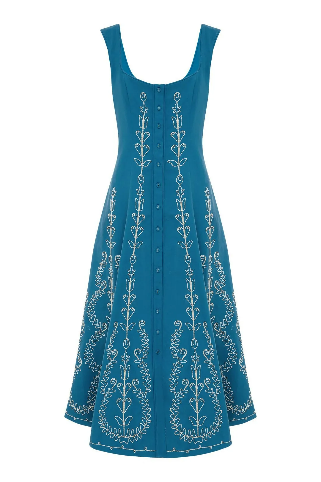 Alemais Donovan Corded Midi Dress Blue Print Size AU 16