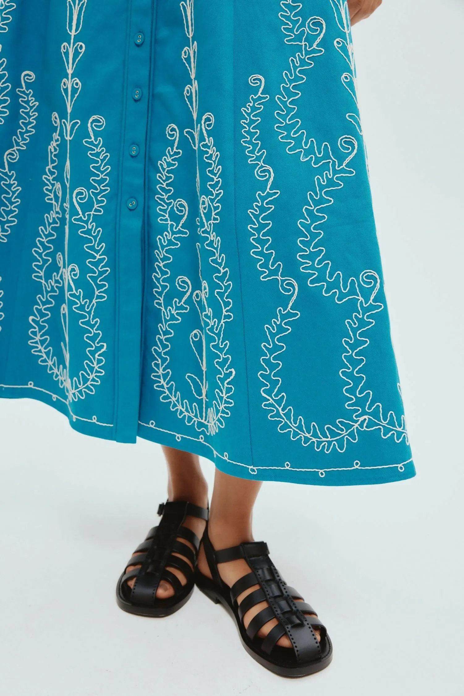 Alemais Donovan Corded Midi Dress Blue Print Size AU 16