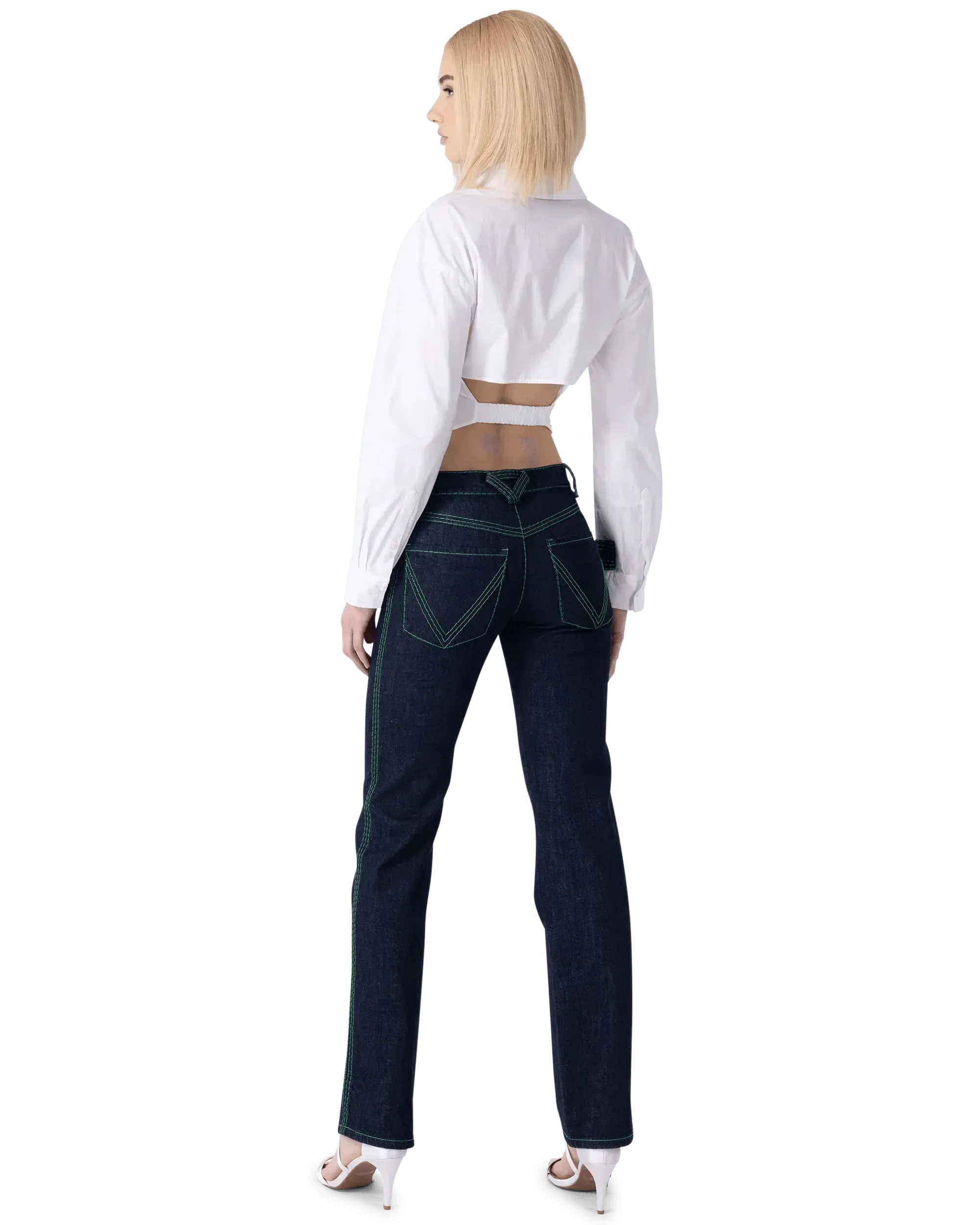 Aqua Back Cut-Out Blouse