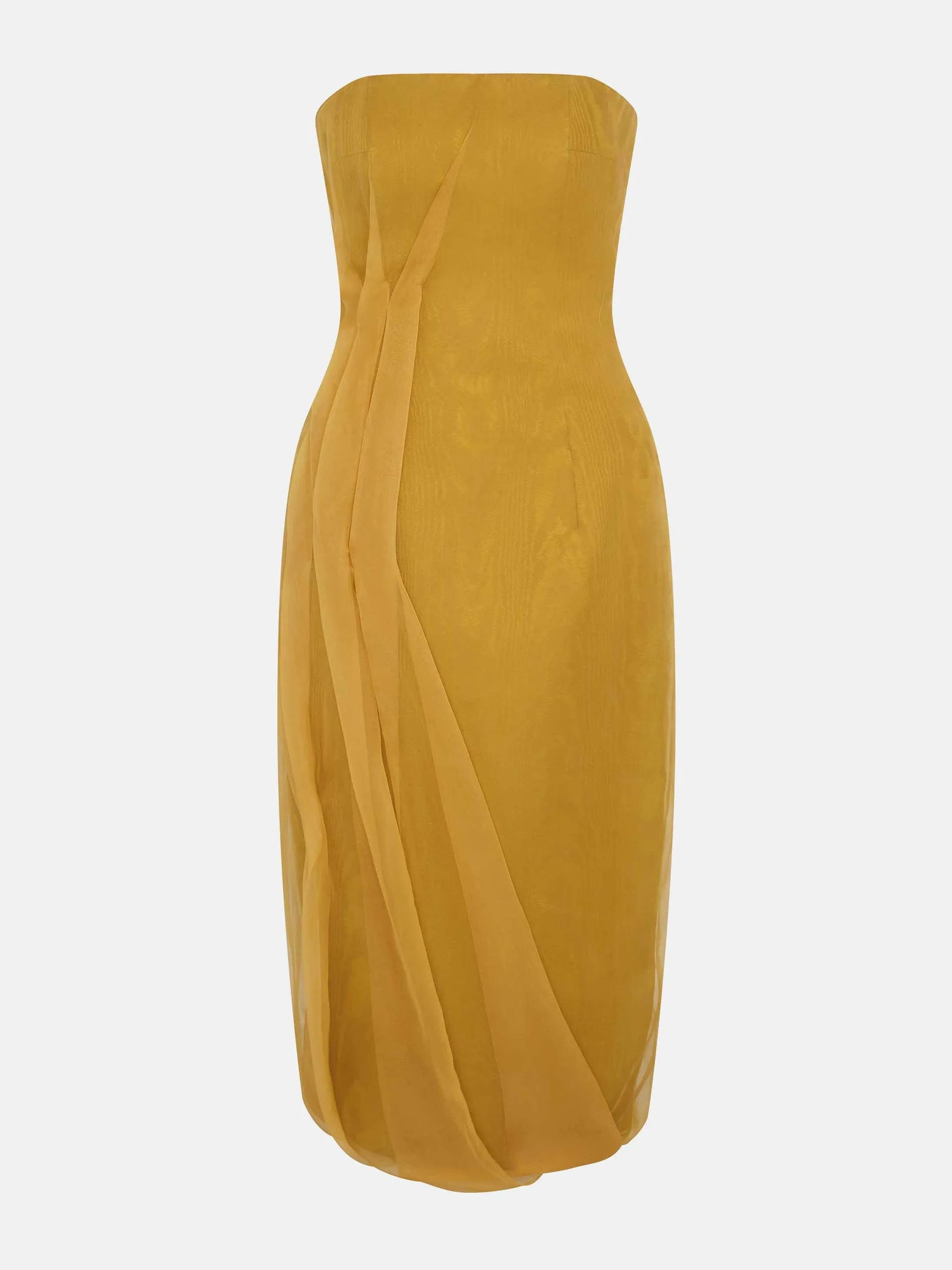 Aracely dress in ochre moire mikado