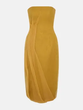 Aracely dress in ochre moire mikado