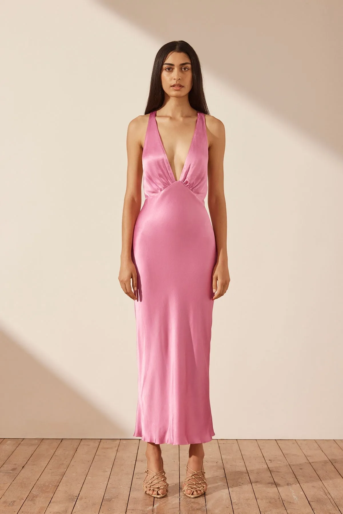 Arienzo Cross Back Midi Dress