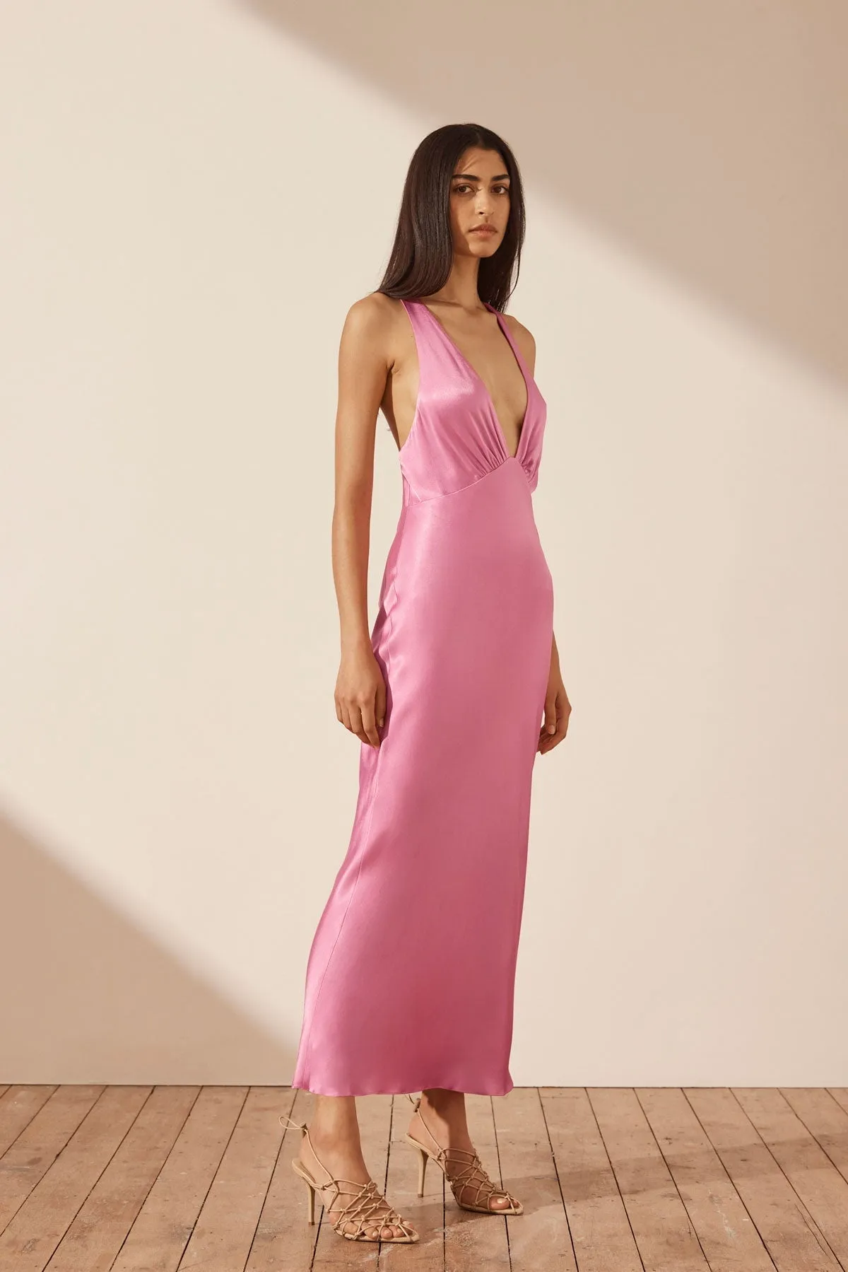 Arienzo Cross Back Midi Dress