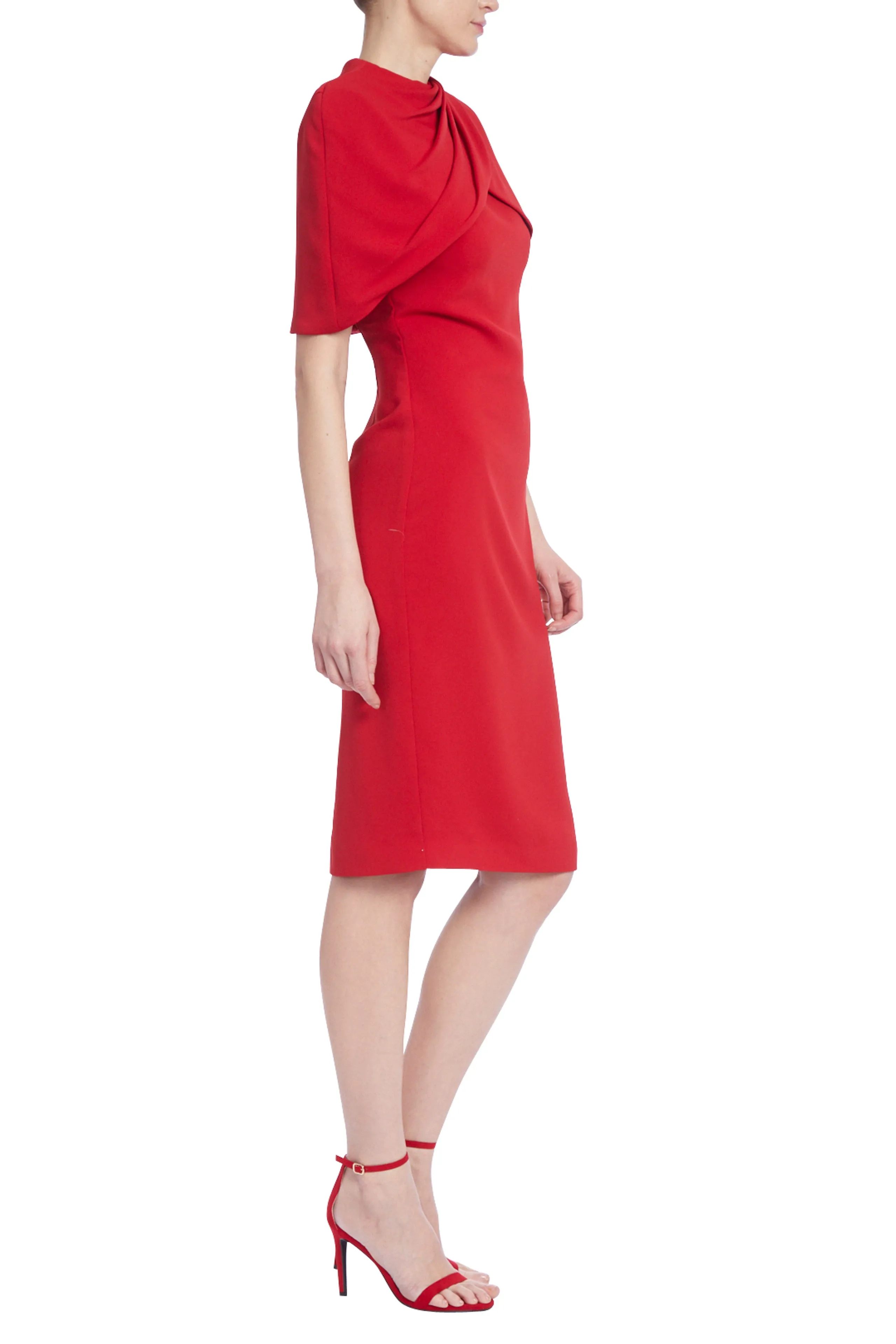 Badgley Mischka Crepe Capelet Sheath Dress