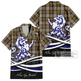 Baillie Dress Tartan Short Sleeve Button Shirt with Alba Gu Brath Regal Lion Emblem