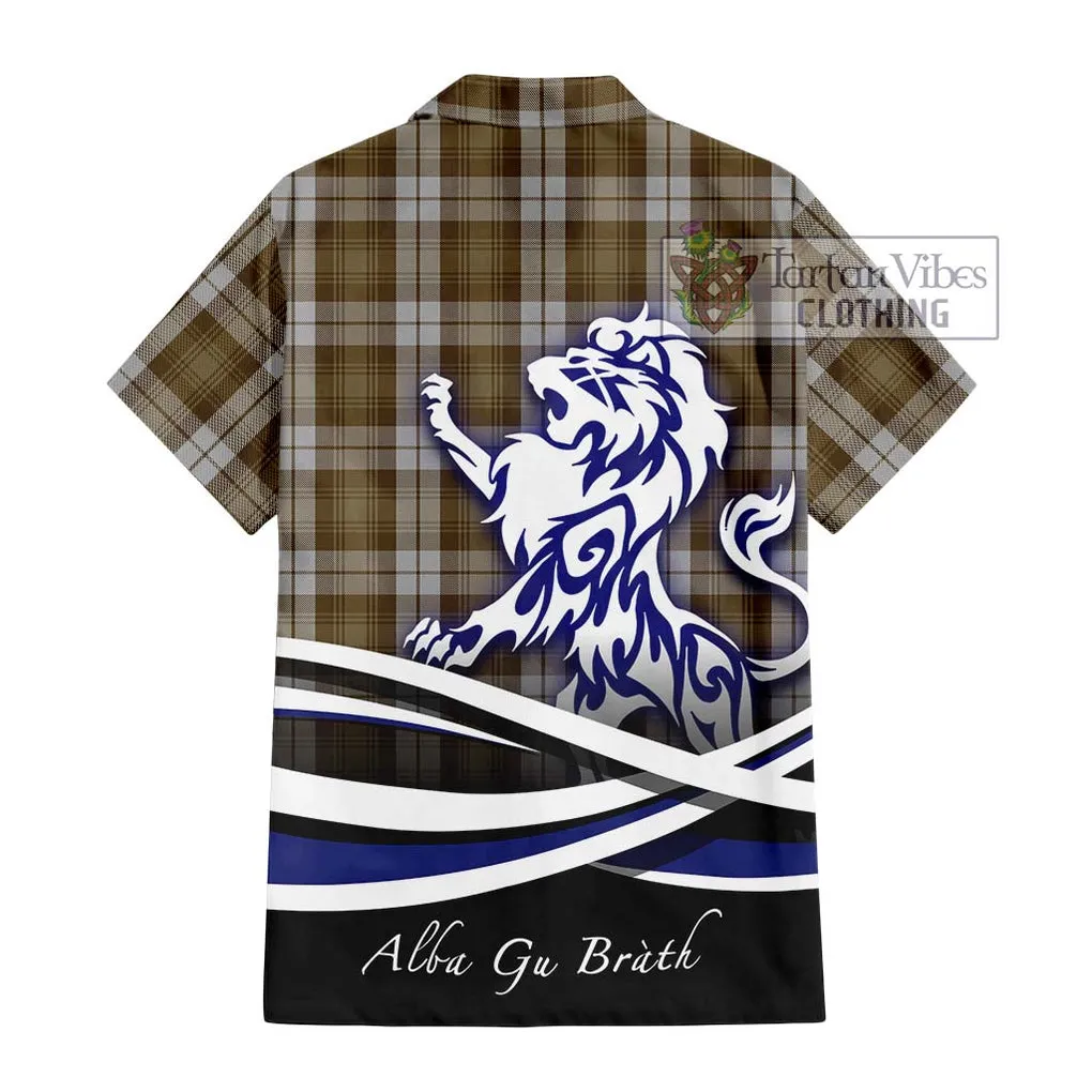 Baillie Dress Tartan Short Sleeve Button Shirt with Alba Gu Brath Regal Lion Emblem