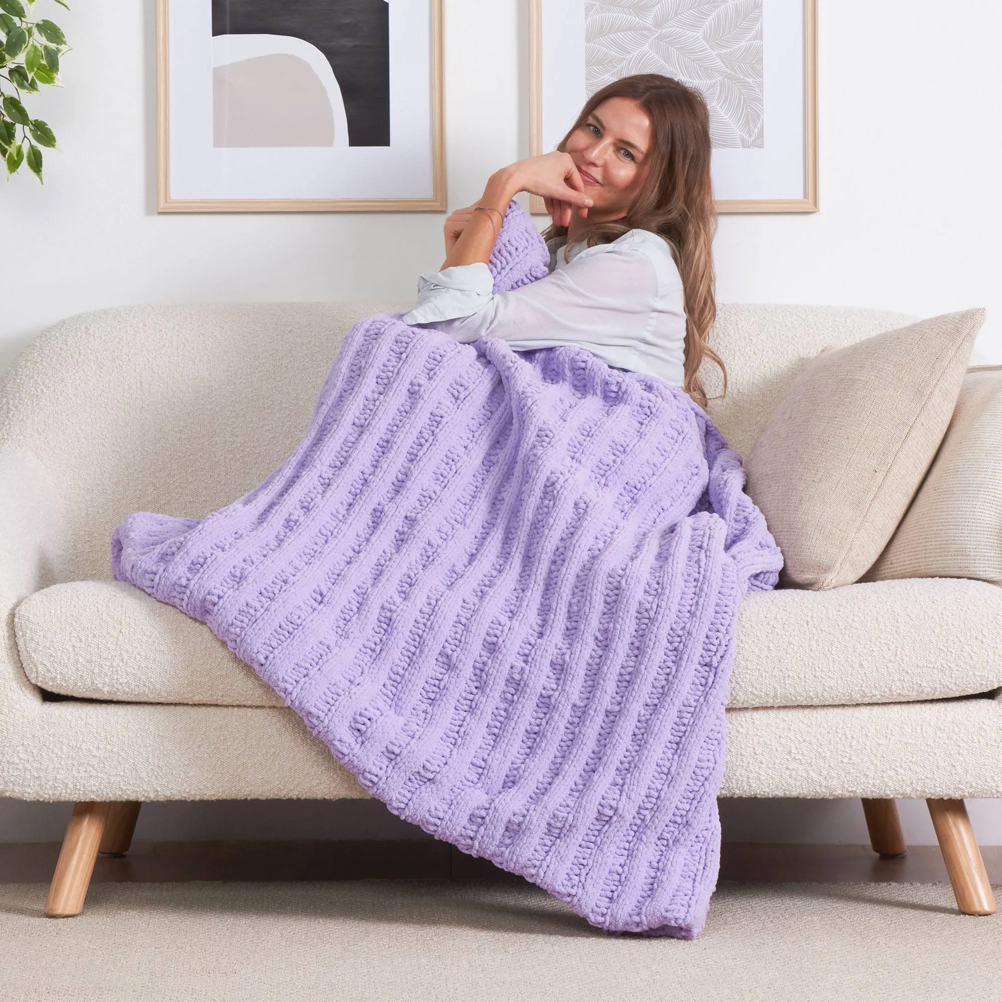 Bernat Triple Slip Stitch Ruffle Ribbed Knit Blanket