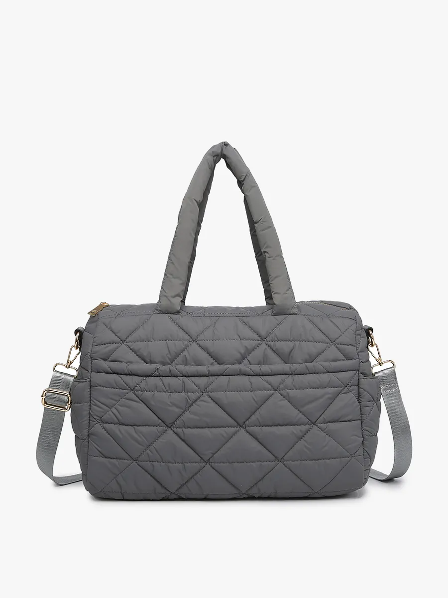 Billie Quilted Nylon Satchel-Black