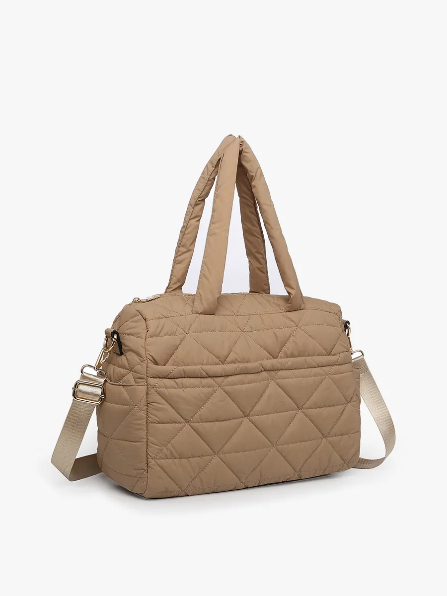 Billie Quilted Nylon Satchel-Black