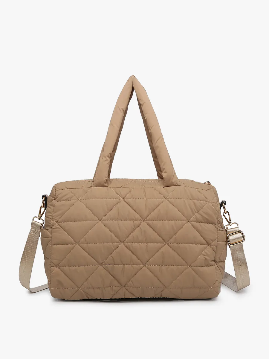 Billie Quilted Nylon Satchel-Black