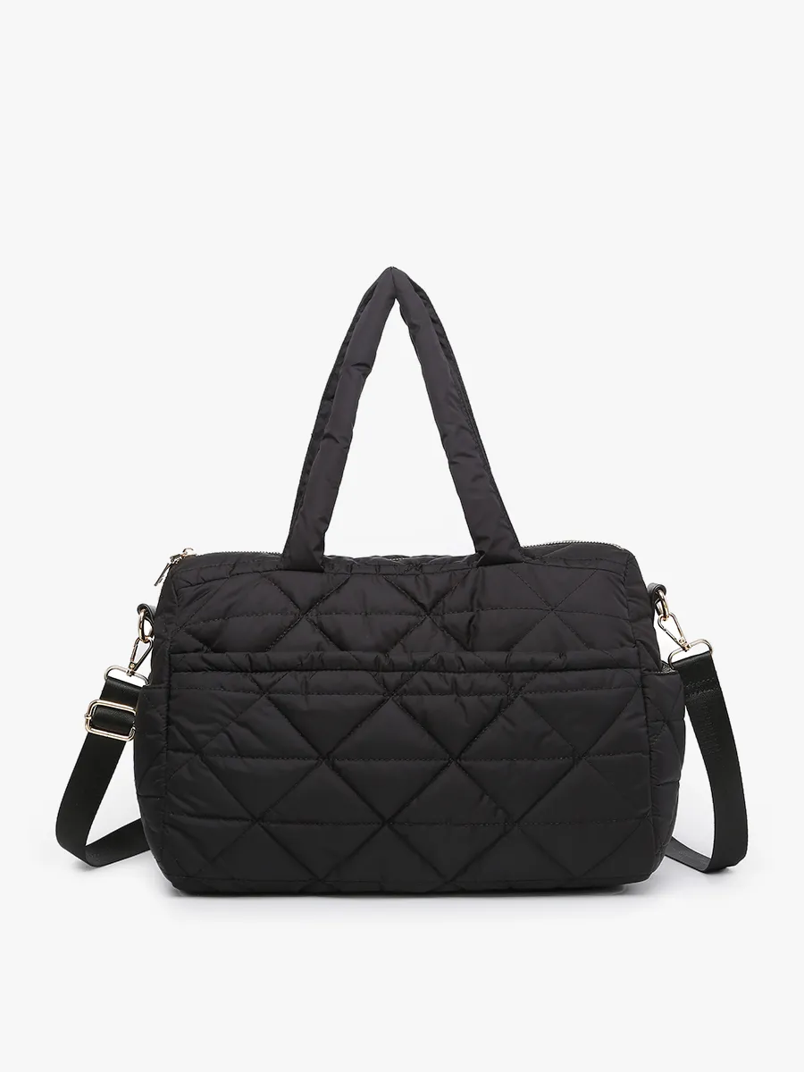 Billie Quilted Nylon Satchel-Black